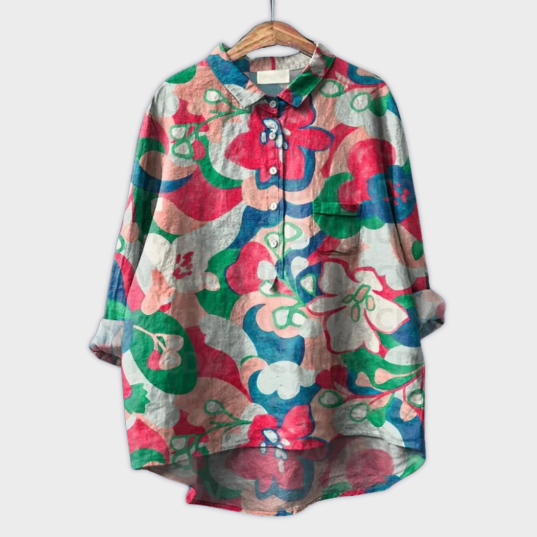 Magdalena - Blusa da donna fatta a mano con design floreale