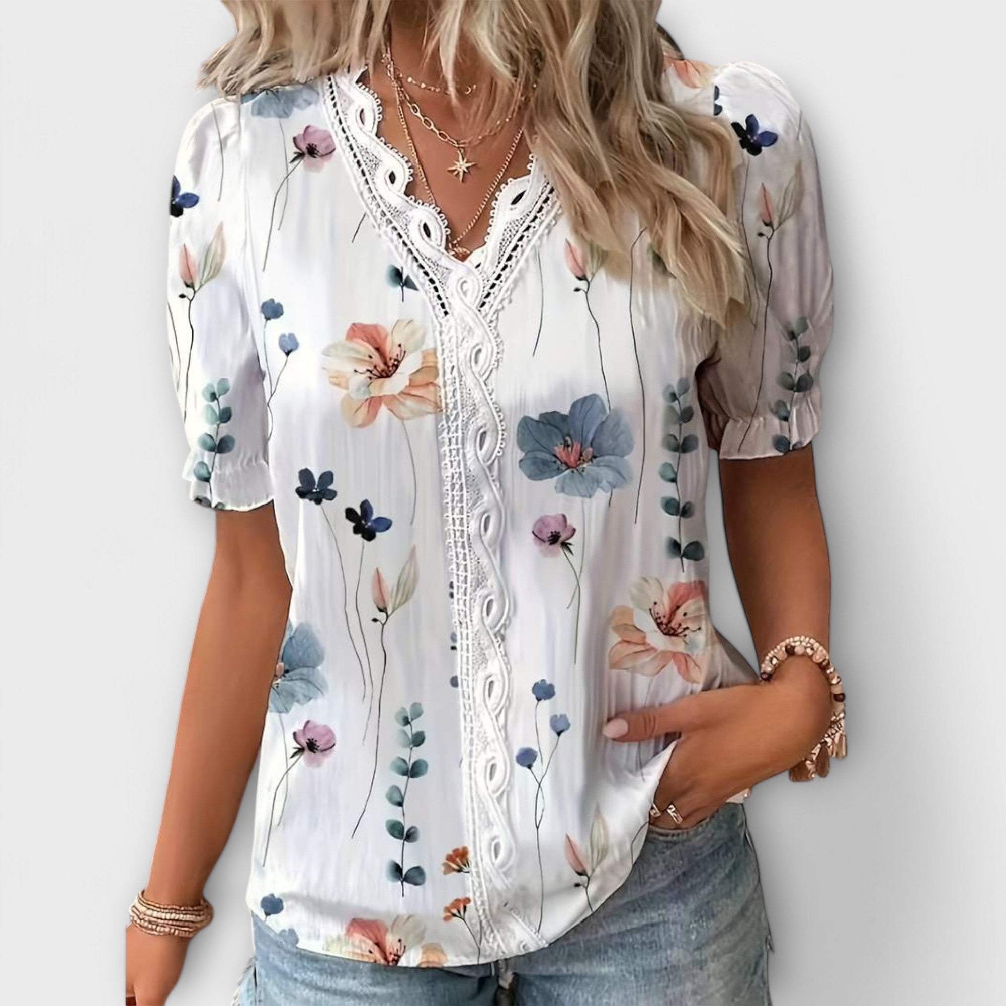 Emily - Blusa alla moda con scollatura a V
