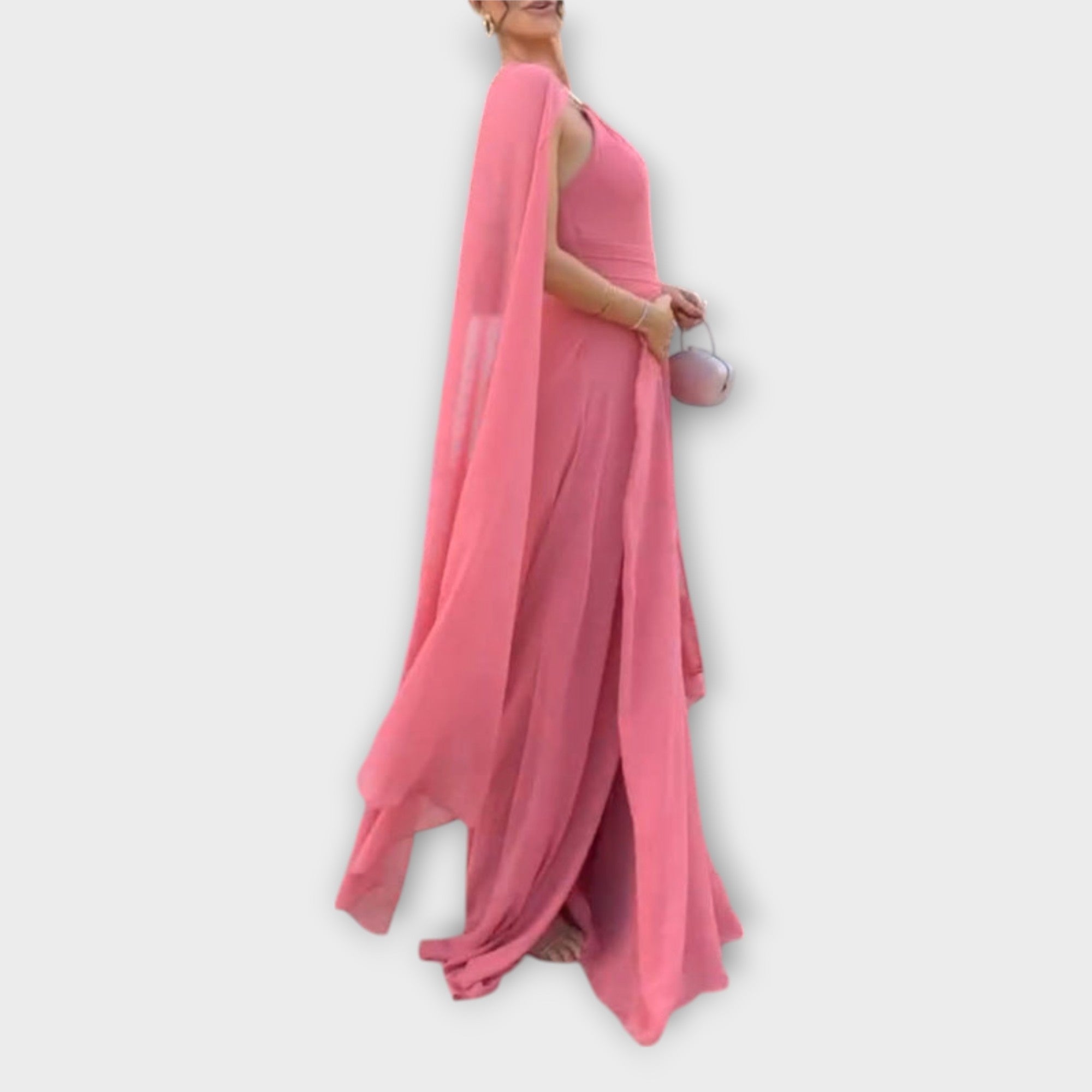 Mabel - Elegante Maxidress con maniche a cappotto e spacco alto