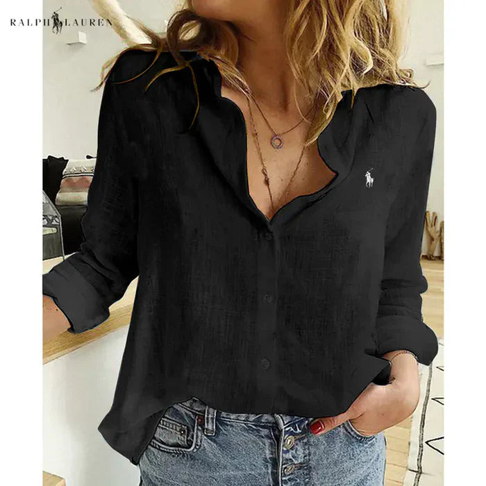 R. Ꮮаᴜгеn Camicia in Lino con Bottoni