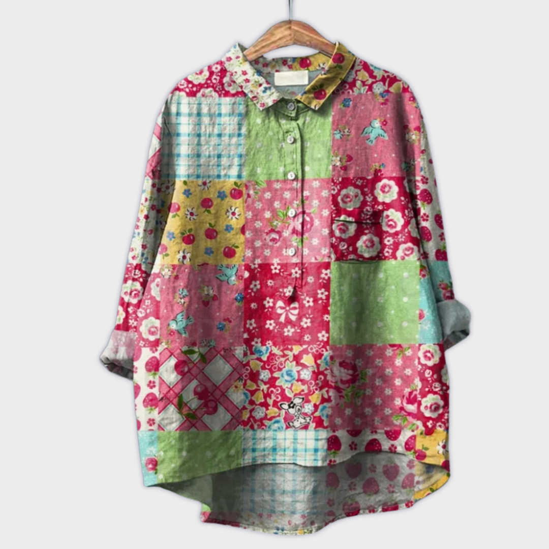 Magdalena - Blusa da donna fatta a mano con design floreale