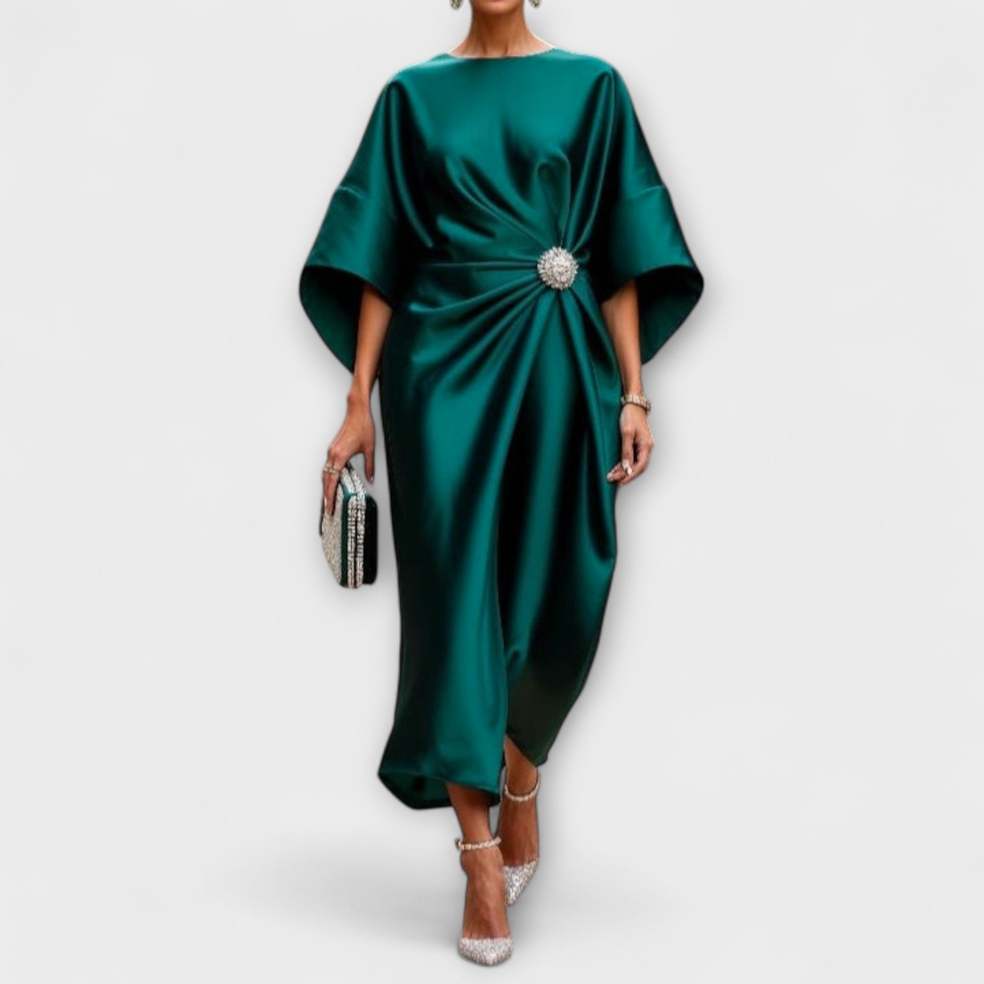 Abito lungo in satin lucido