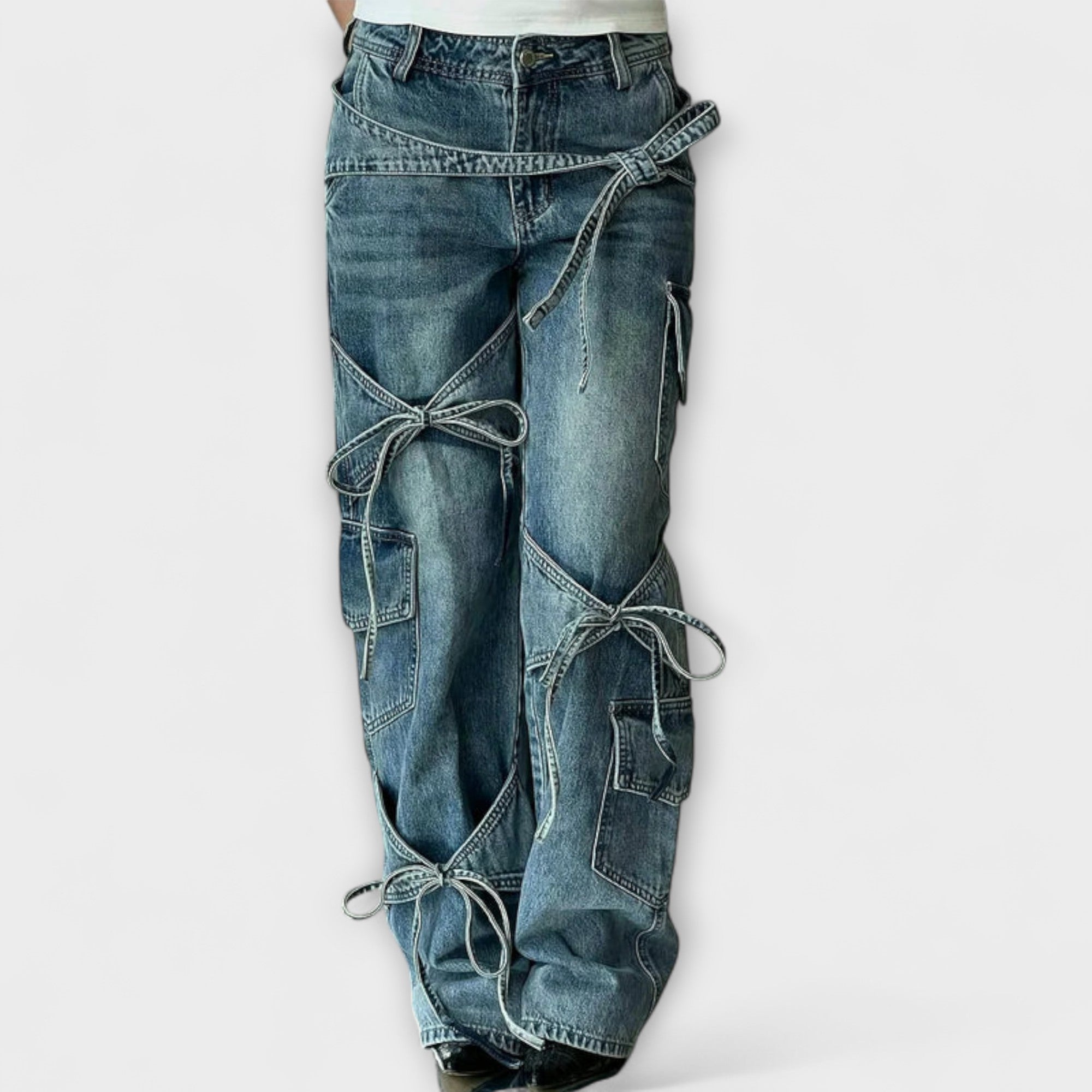 Paloma - Jeans in denim utility con dettaglio nodo