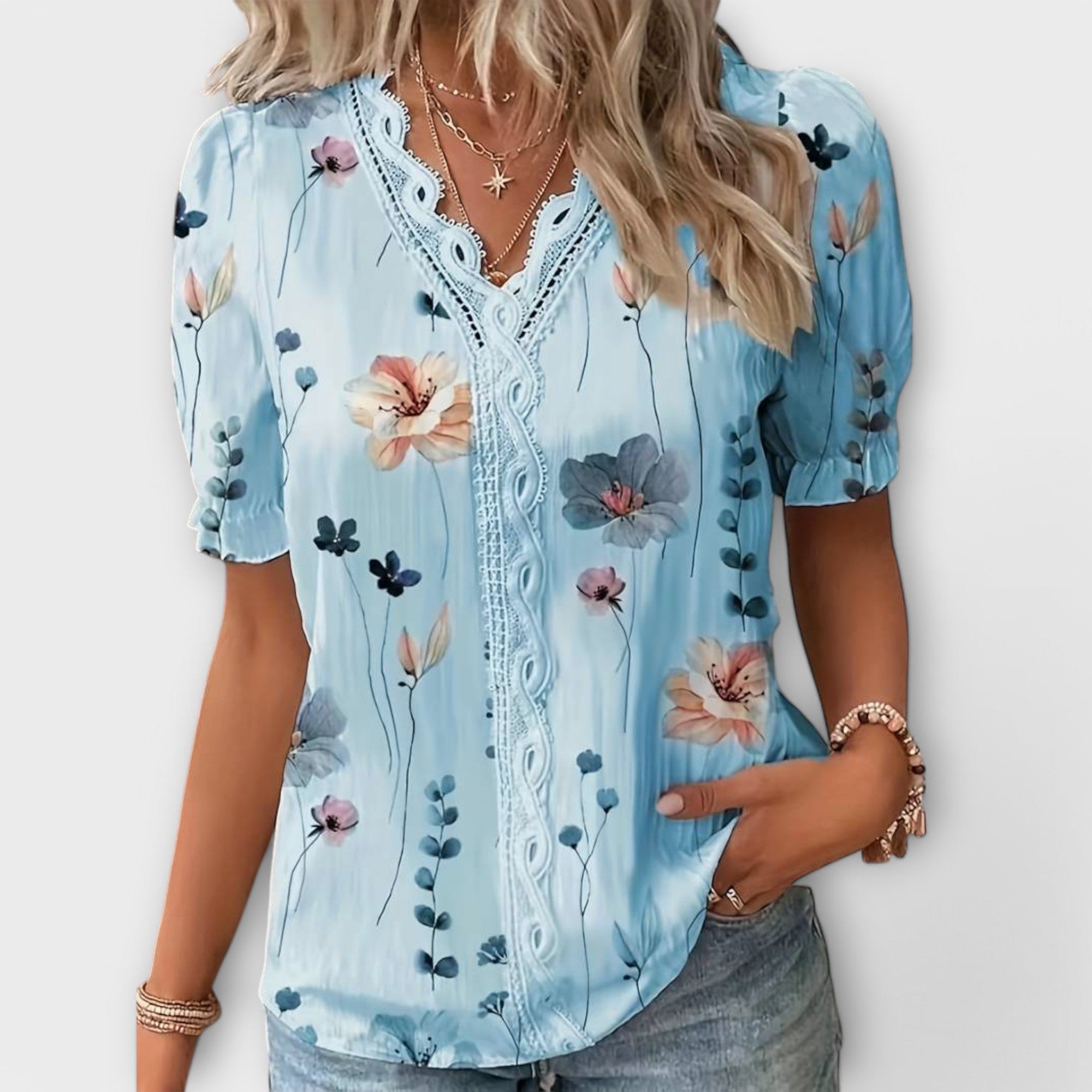 Emily - Blusa alla moda con scollatura a V
