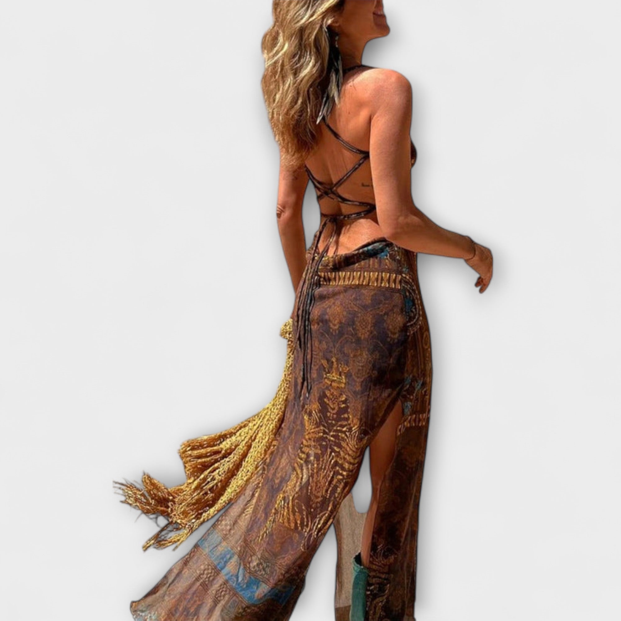 Fee - Abito midi unico con scollo a cowl