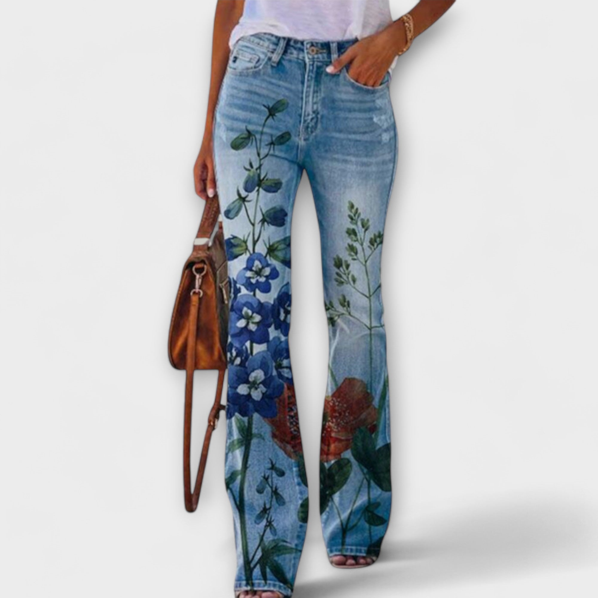 Pantaloni con fiori