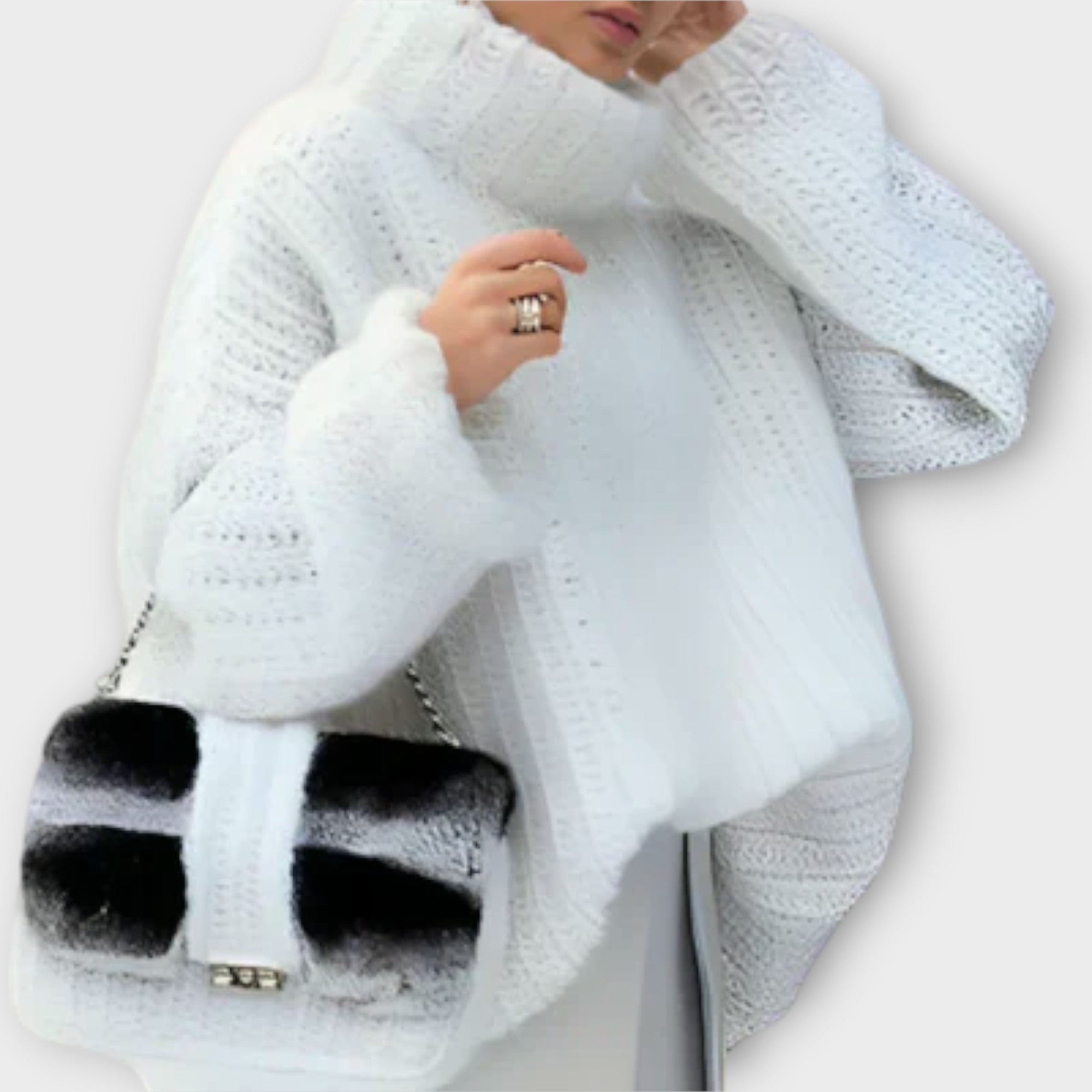 Paulina - Maglione con cappuccio da donna a maniche lunghe morbido