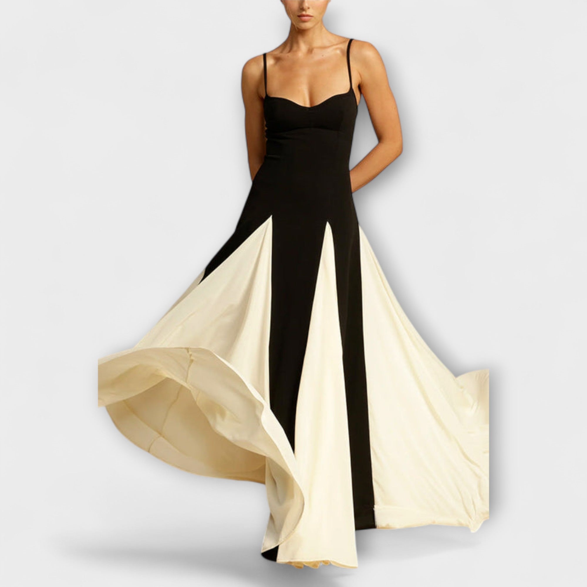 Ember - Eleganza Classica Abito Maxi A-Line con Pannelli in Tulle
