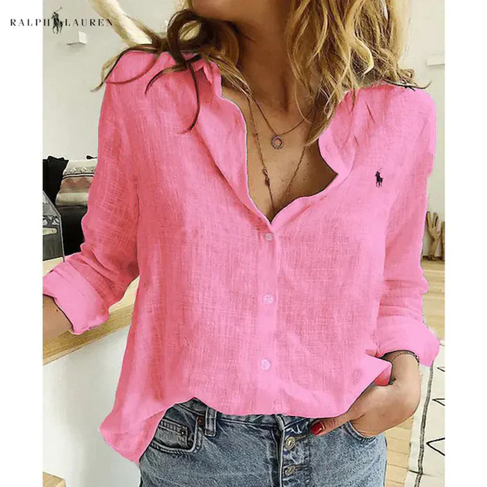 R. Ꮮаᴜгеn Camicia in Lino con Bottoni