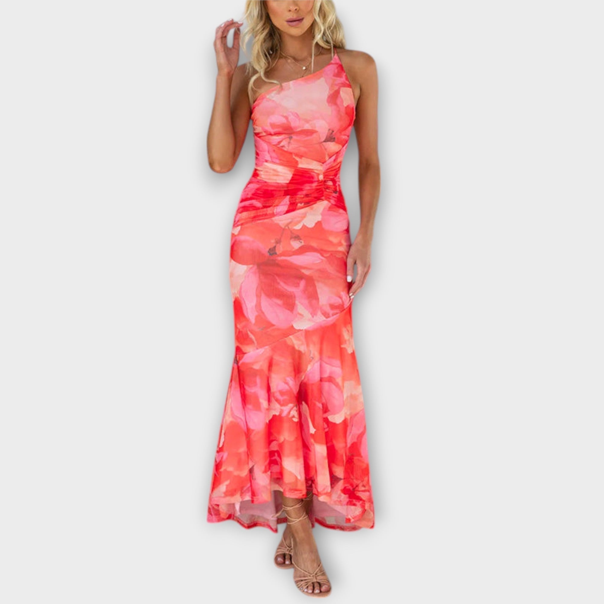 Pia - Maxidress con arricciatura laterale
