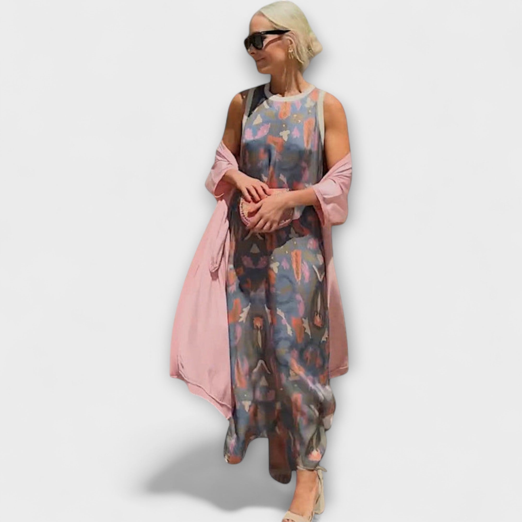 Elveria – Maxidress con cardigan abbinato