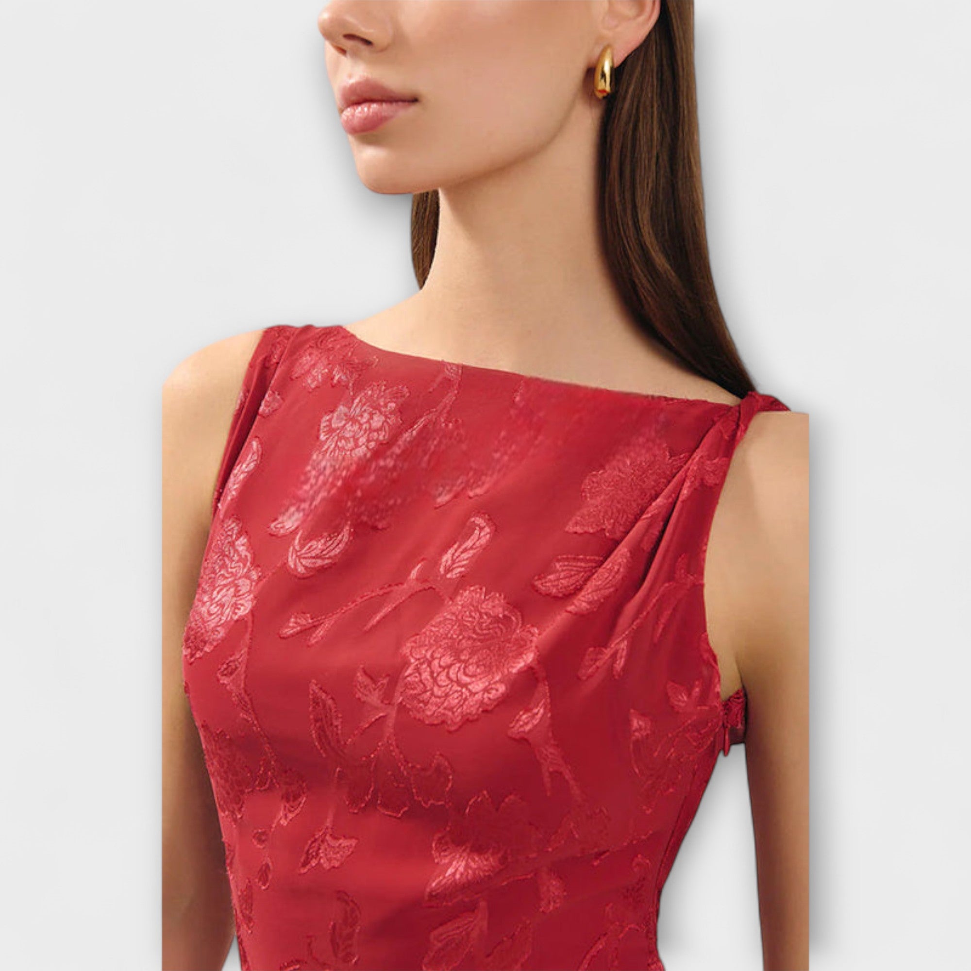 Opal - Elegante Abito Maxy in Jacquard con Schiena Scoperta