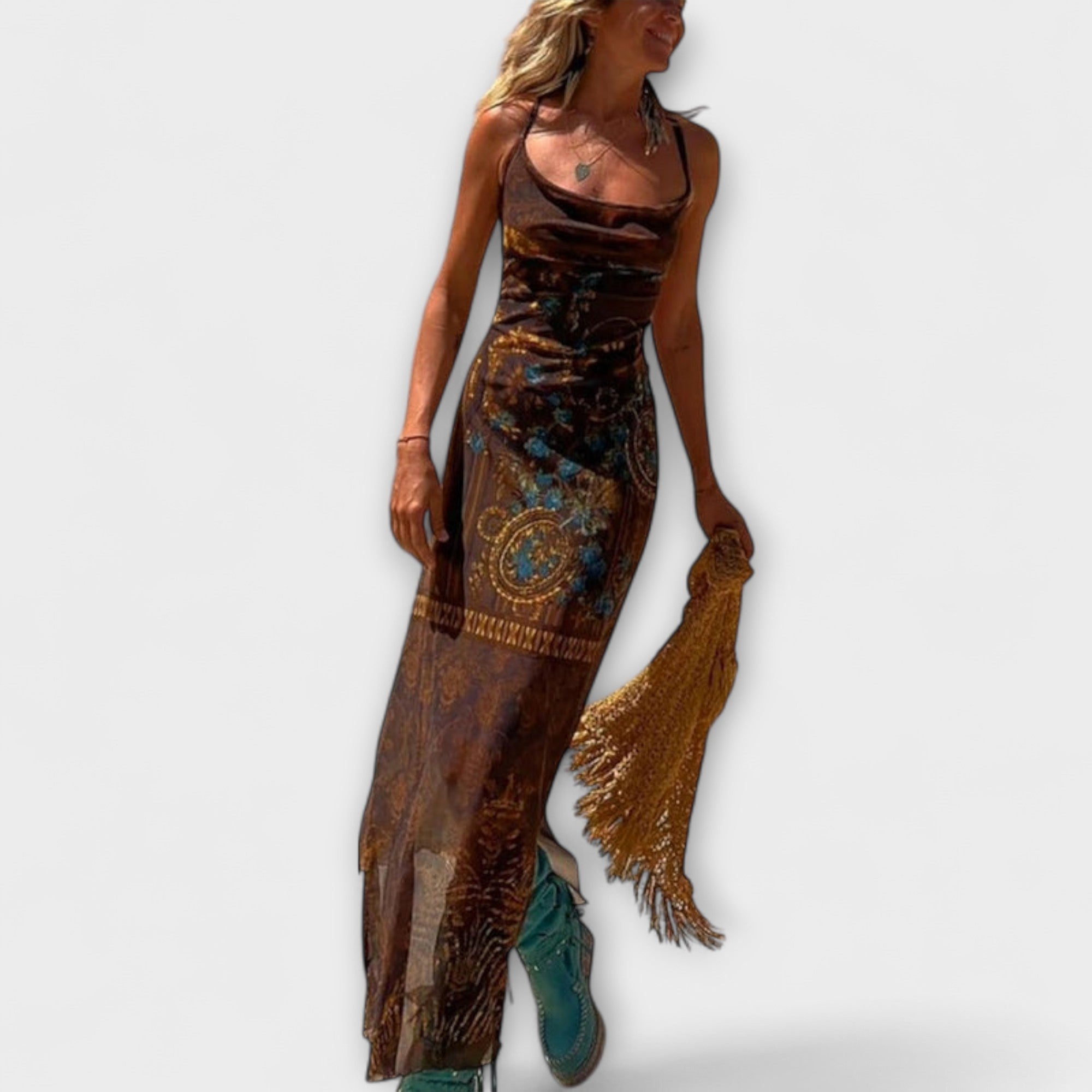 Fee - Abito midi unico con scollo a cowl