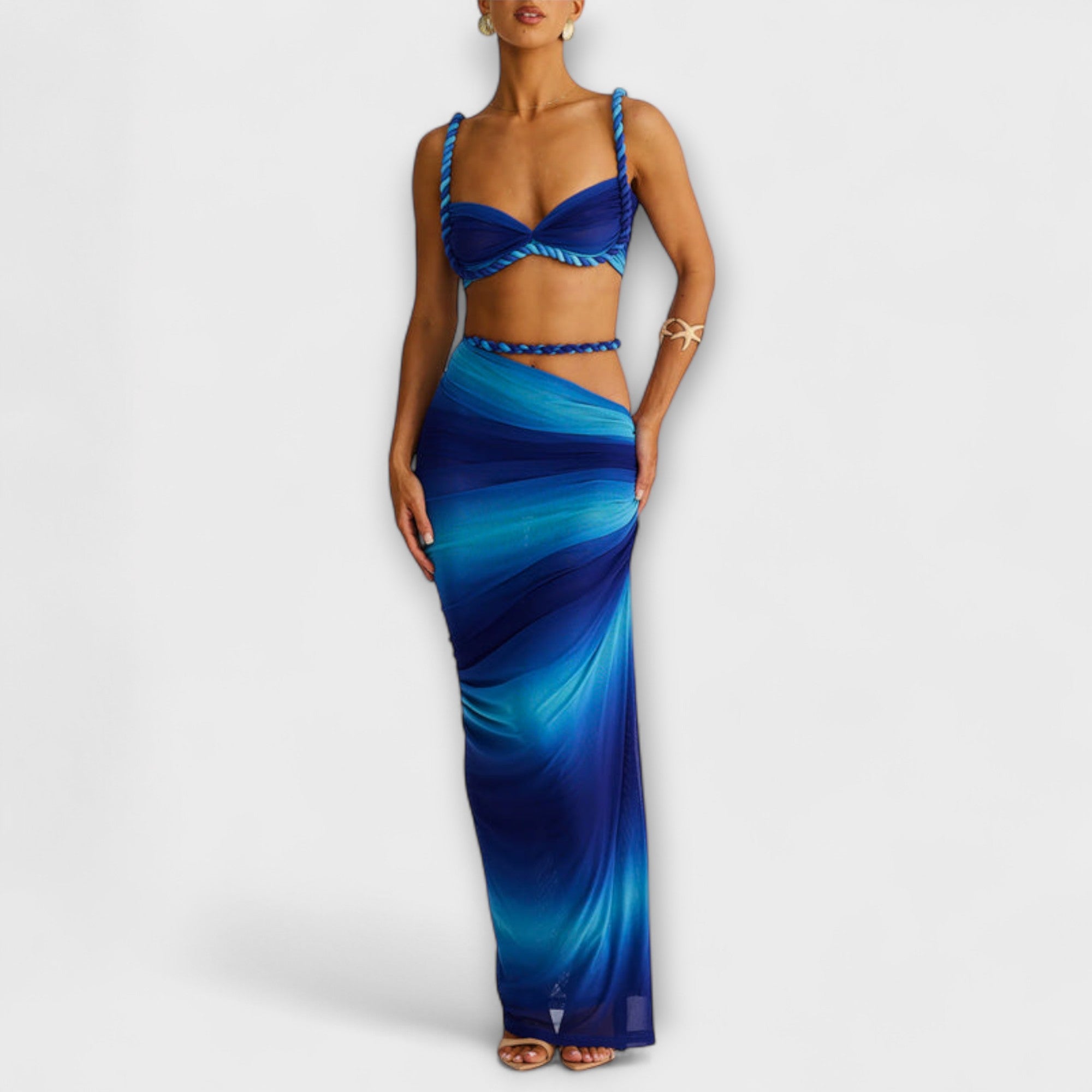Jane - Elegante Crop Top con Gradient e Duo di Gonna