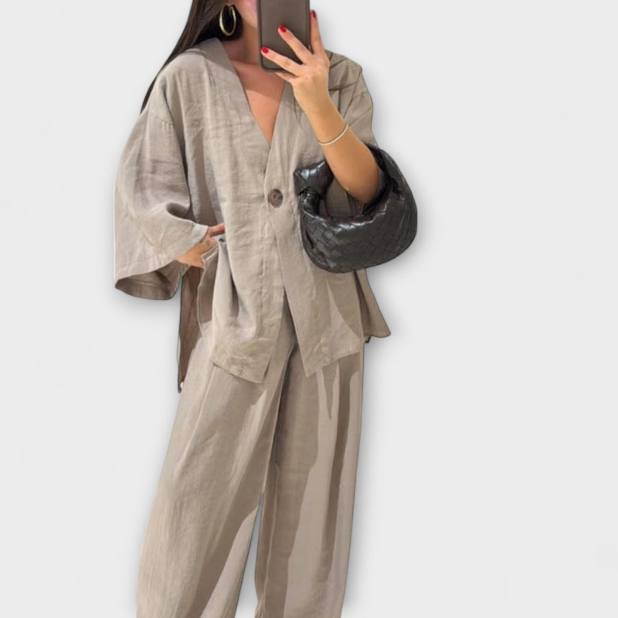Jacqueline - Top e Pantaloni Duo con Scollo a V Casual