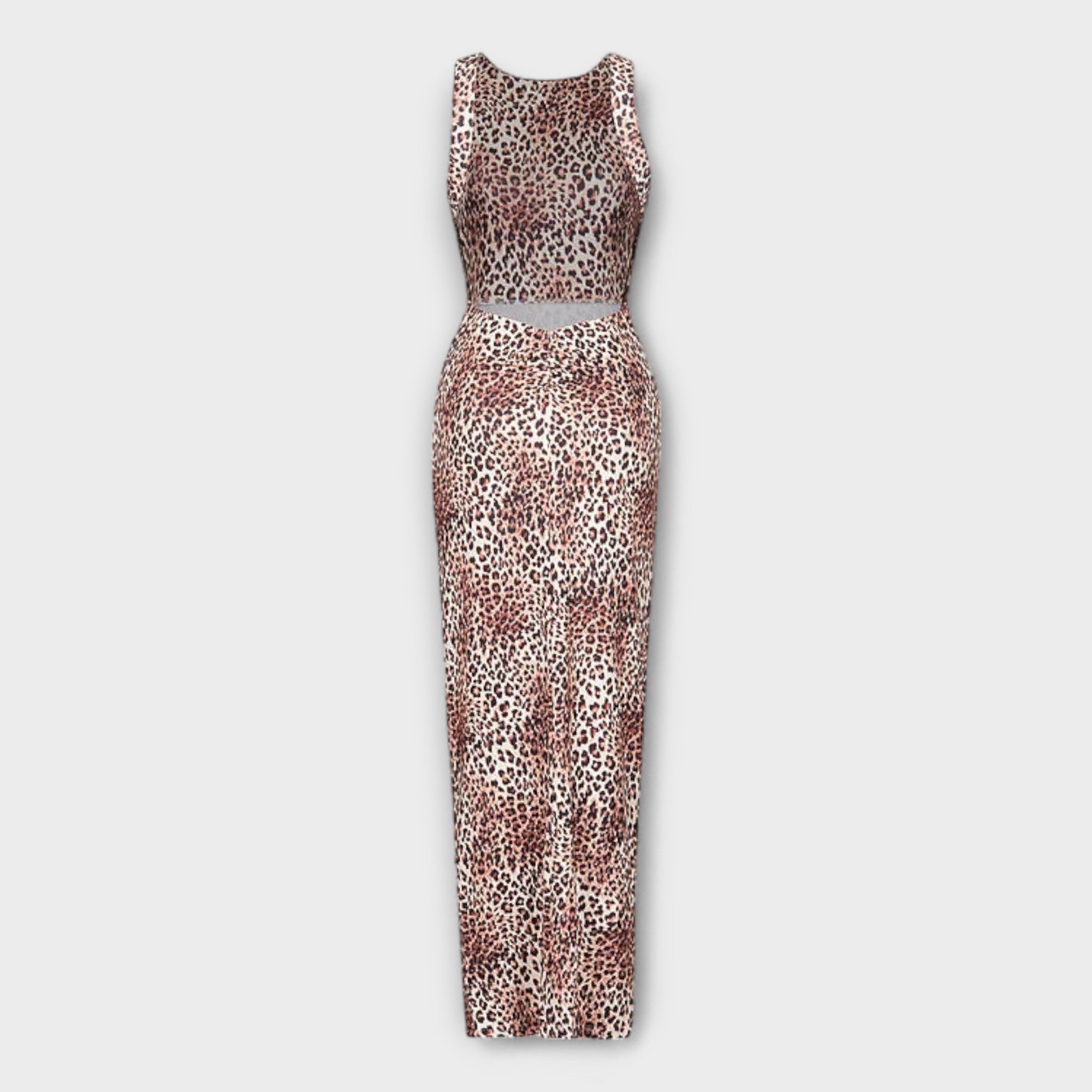 Della - Maxidress con stampa leopardata e schiena scoperta