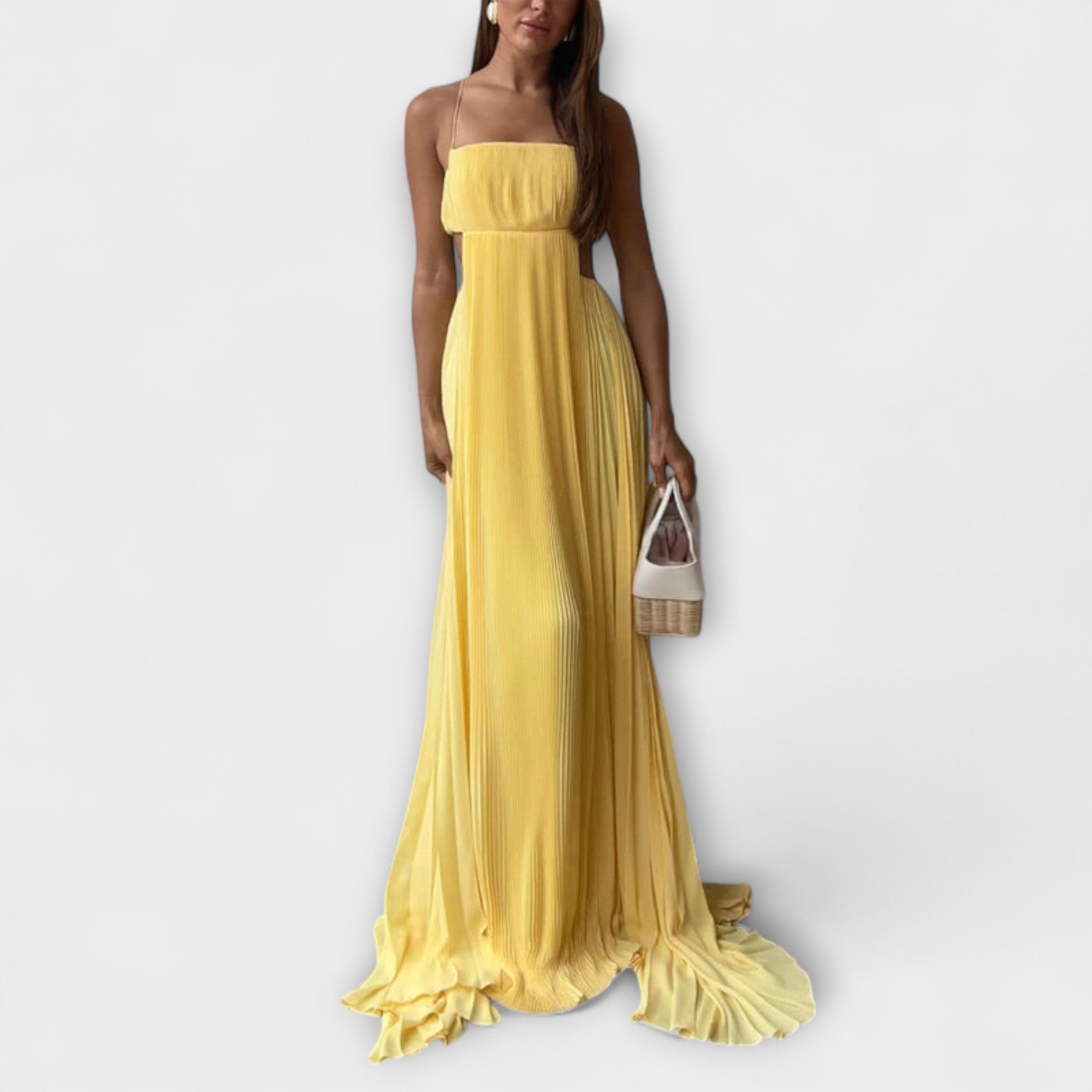Mireille - Elegante Abito Maxy Plissettato con Cutout