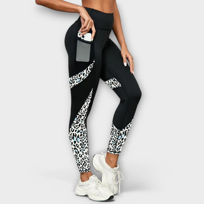 Pantaloni da allenamento a vita alta con motivo leopardato