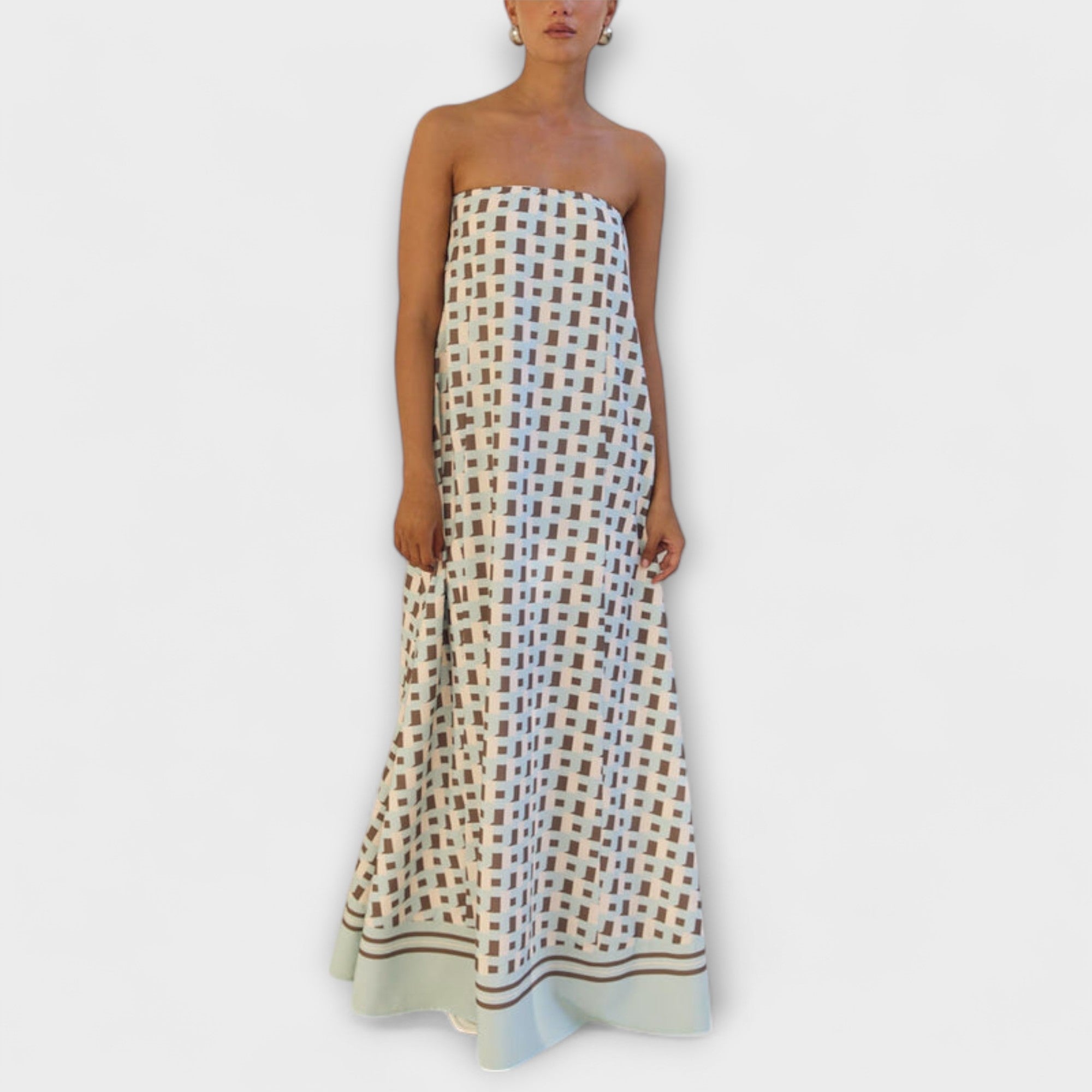 Hasel - Abito Maxi Off-Shoulder Geometrico Unico