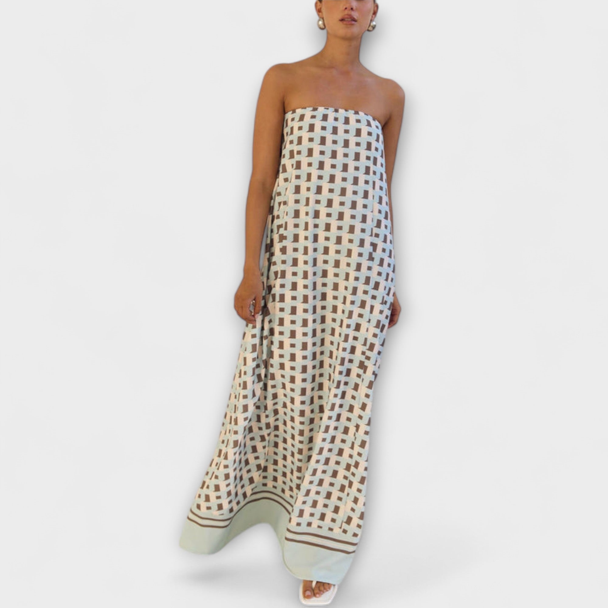 Hasel - Abito Maxi Off-Shoulder Geometrico Unico