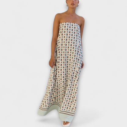 Hasel - Abito Maxi Off-Shoulder Geometrico Unico