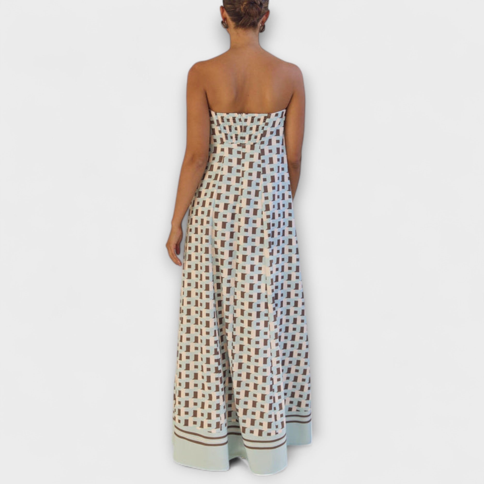 Hasel - Abito Maxi Off-Shoulder Geometrico Unico