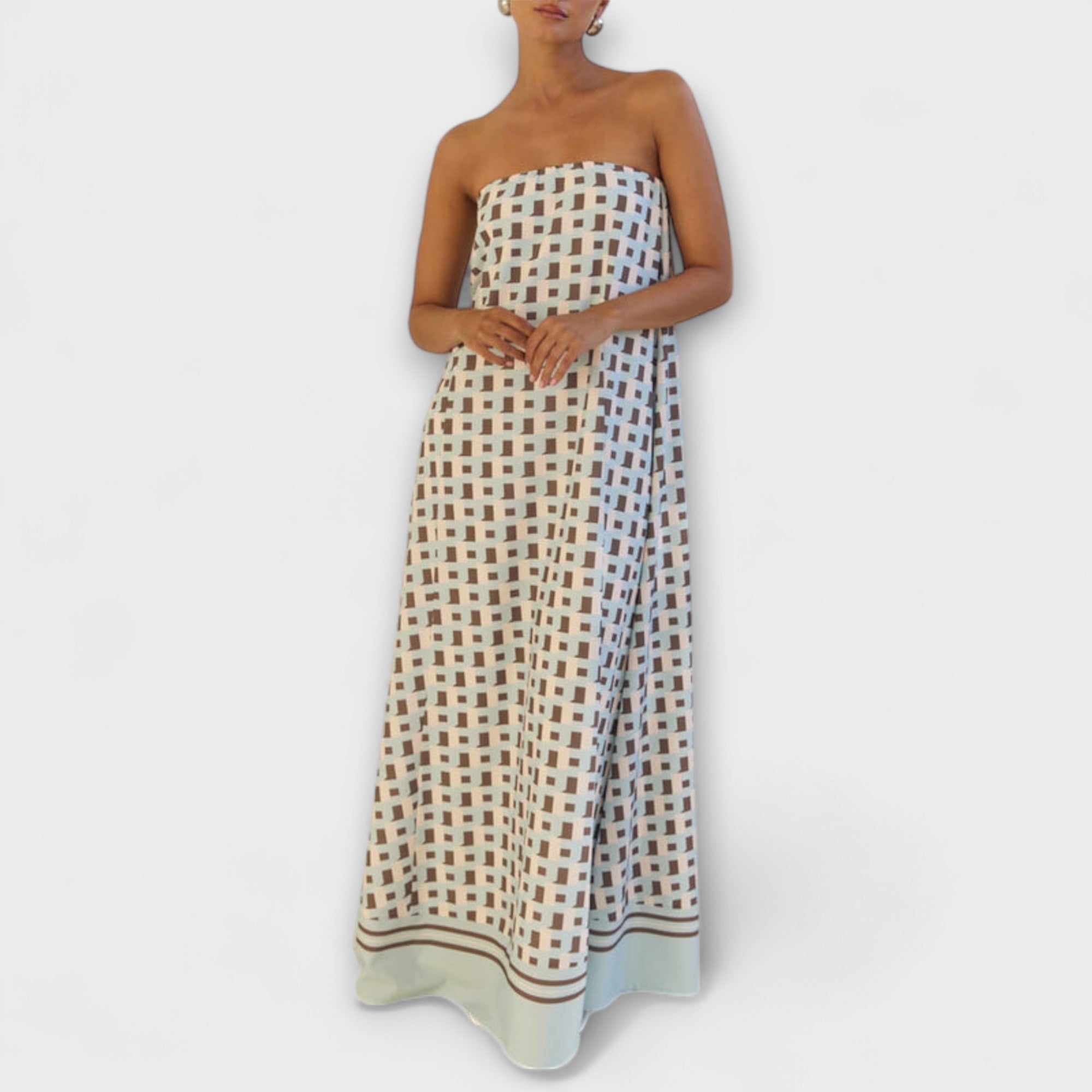 Hasel - Abito Maxi Off-Shoulder Geometrico Unico