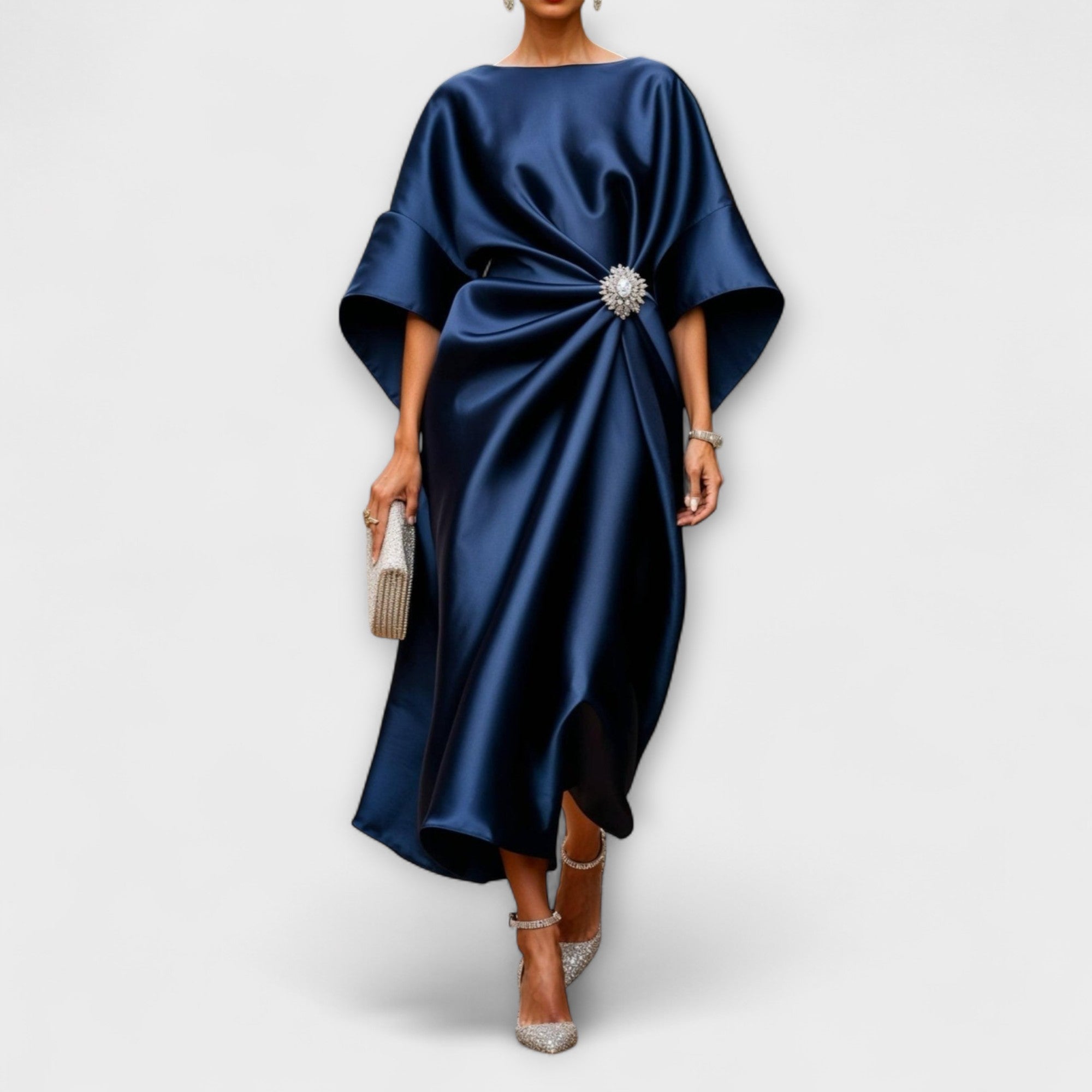 Abito lungo in satin lucido