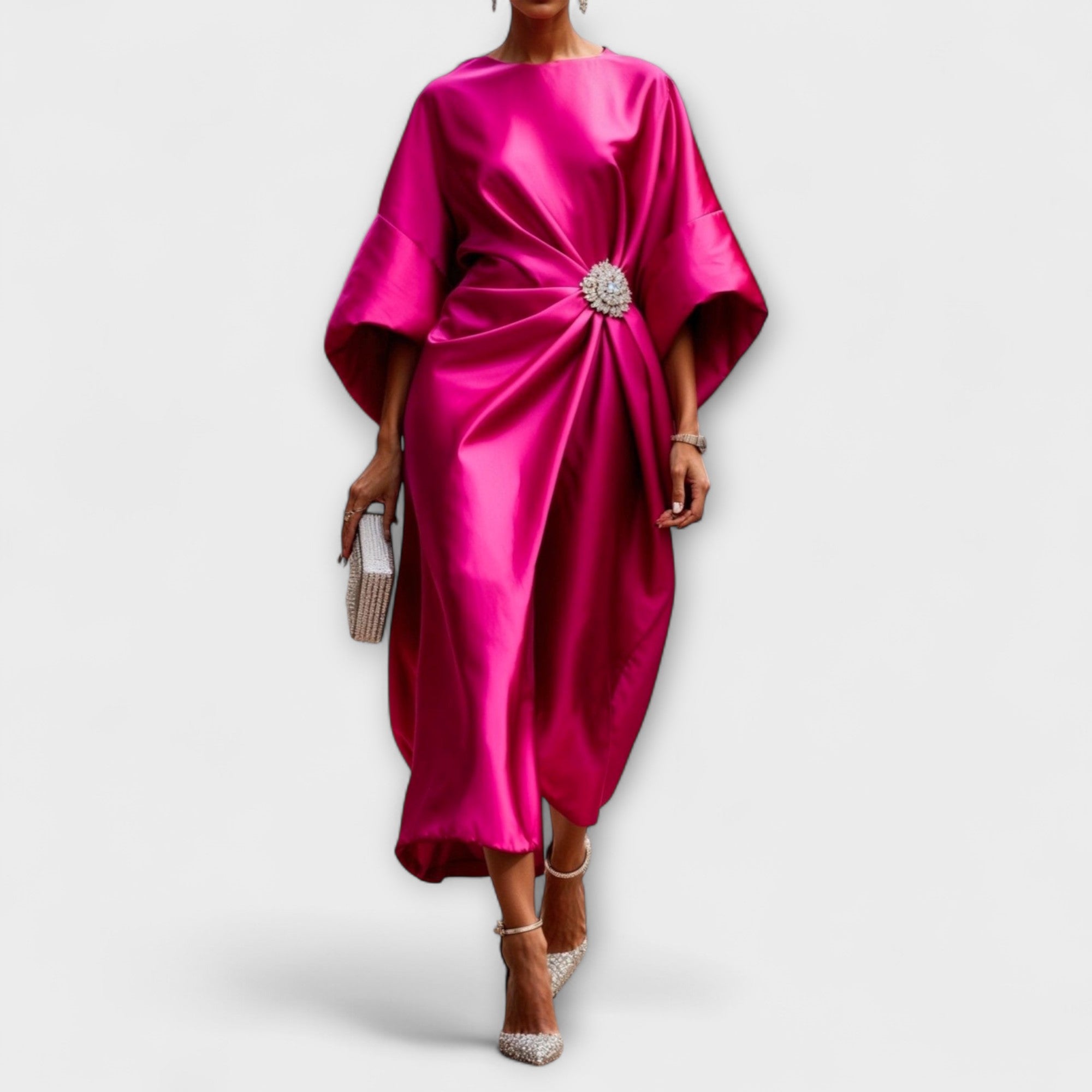Abito lungo in satin lucido