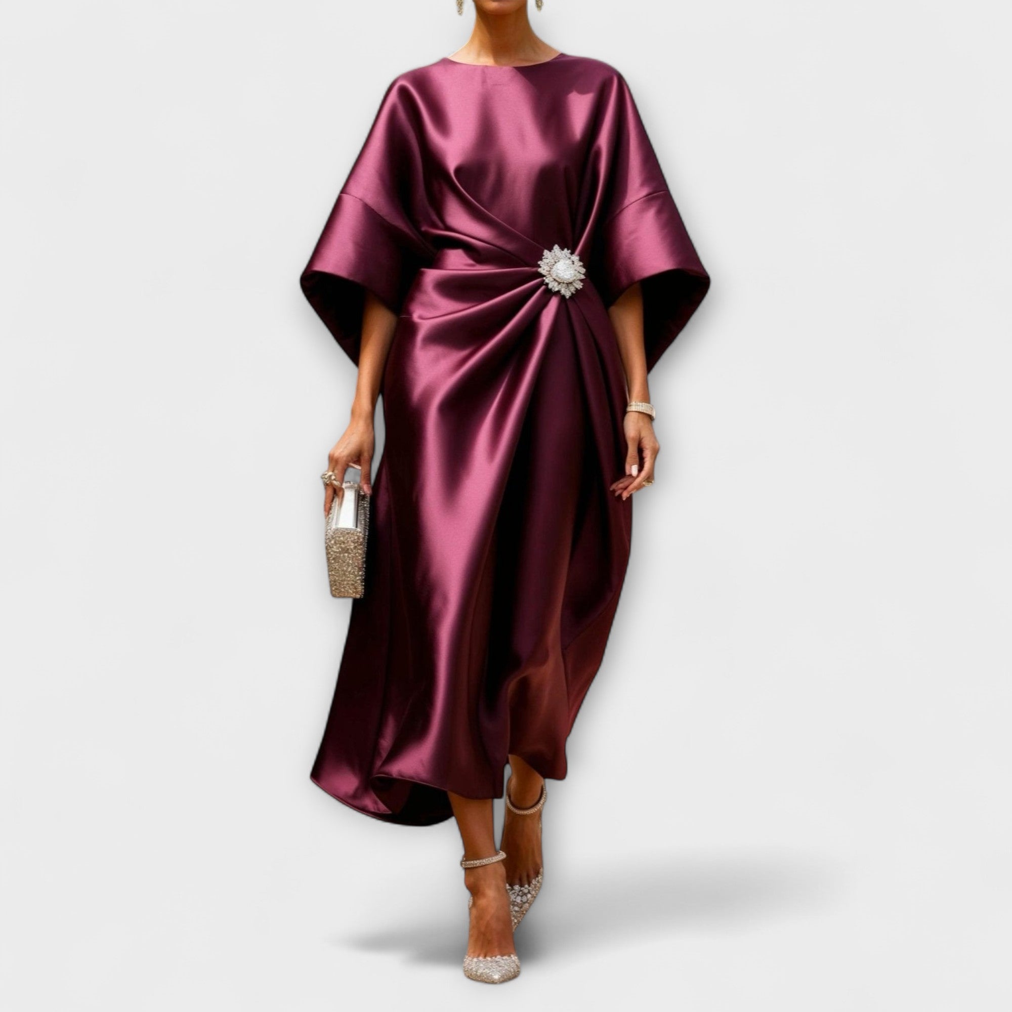 Abito lungo in satin lucido