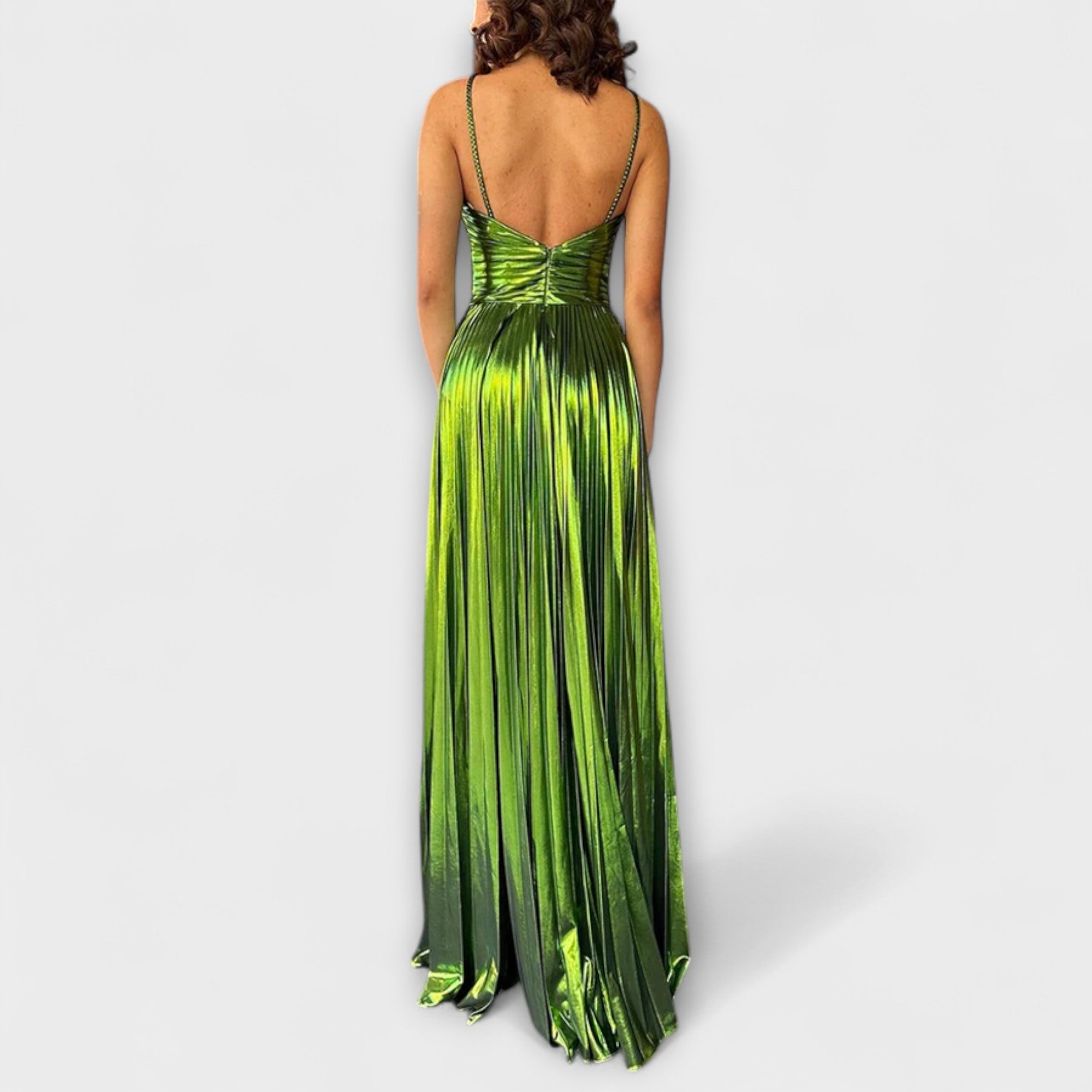 Maxi abito in tessuto metallico