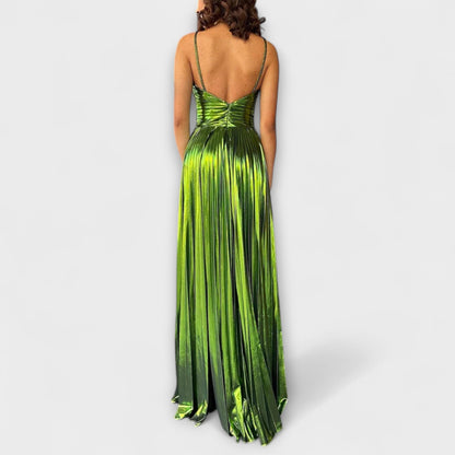 Maxi abito in tessuto metallico