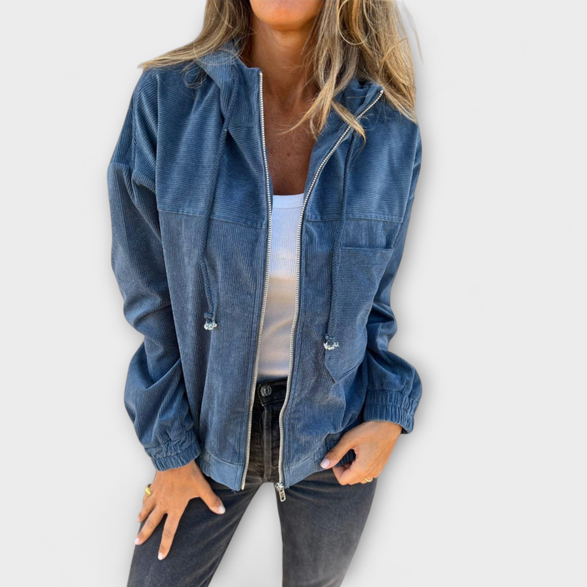Ella - Giacca con cappuccio in corda con zip