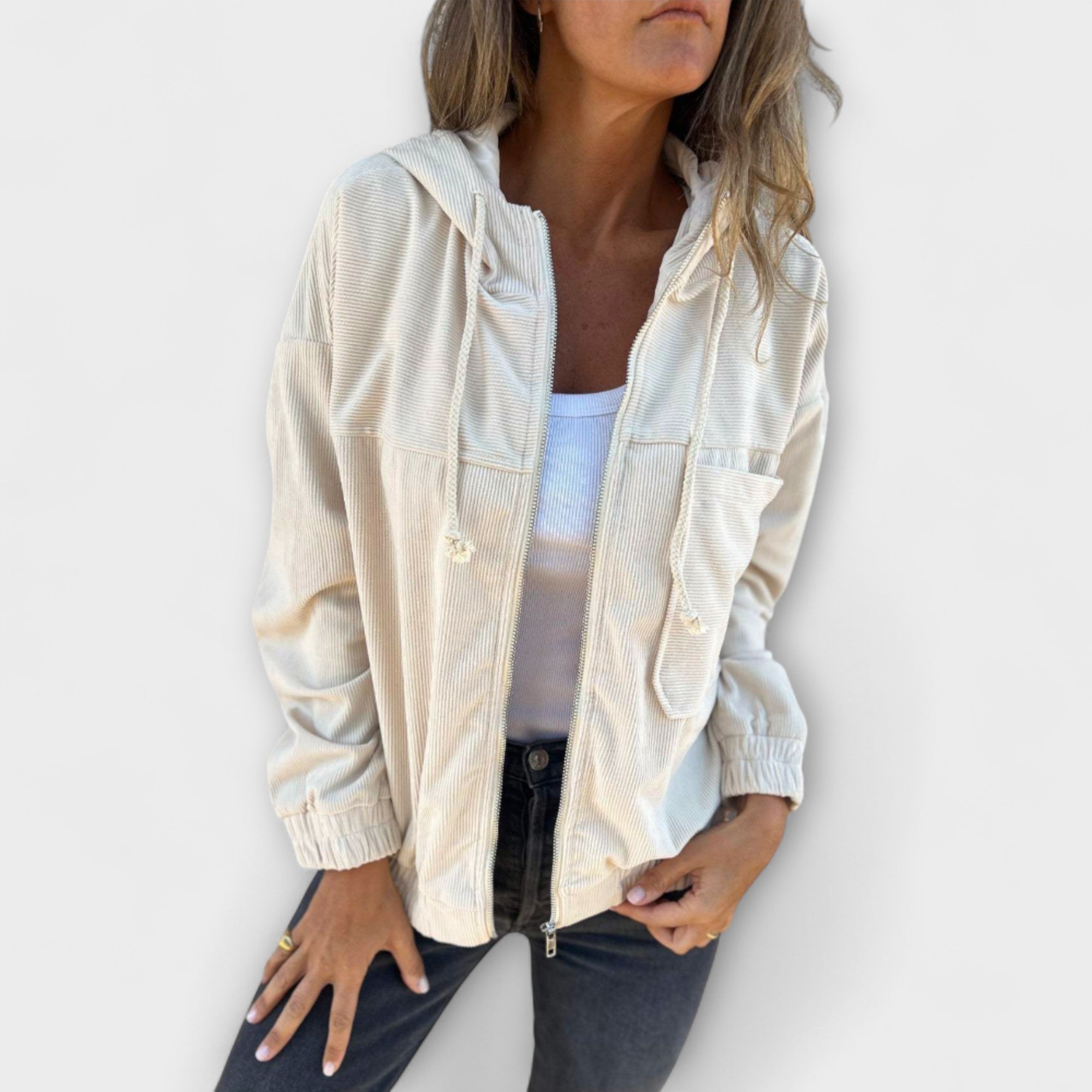 Ella - Giacca con cappuccio in corda con zip