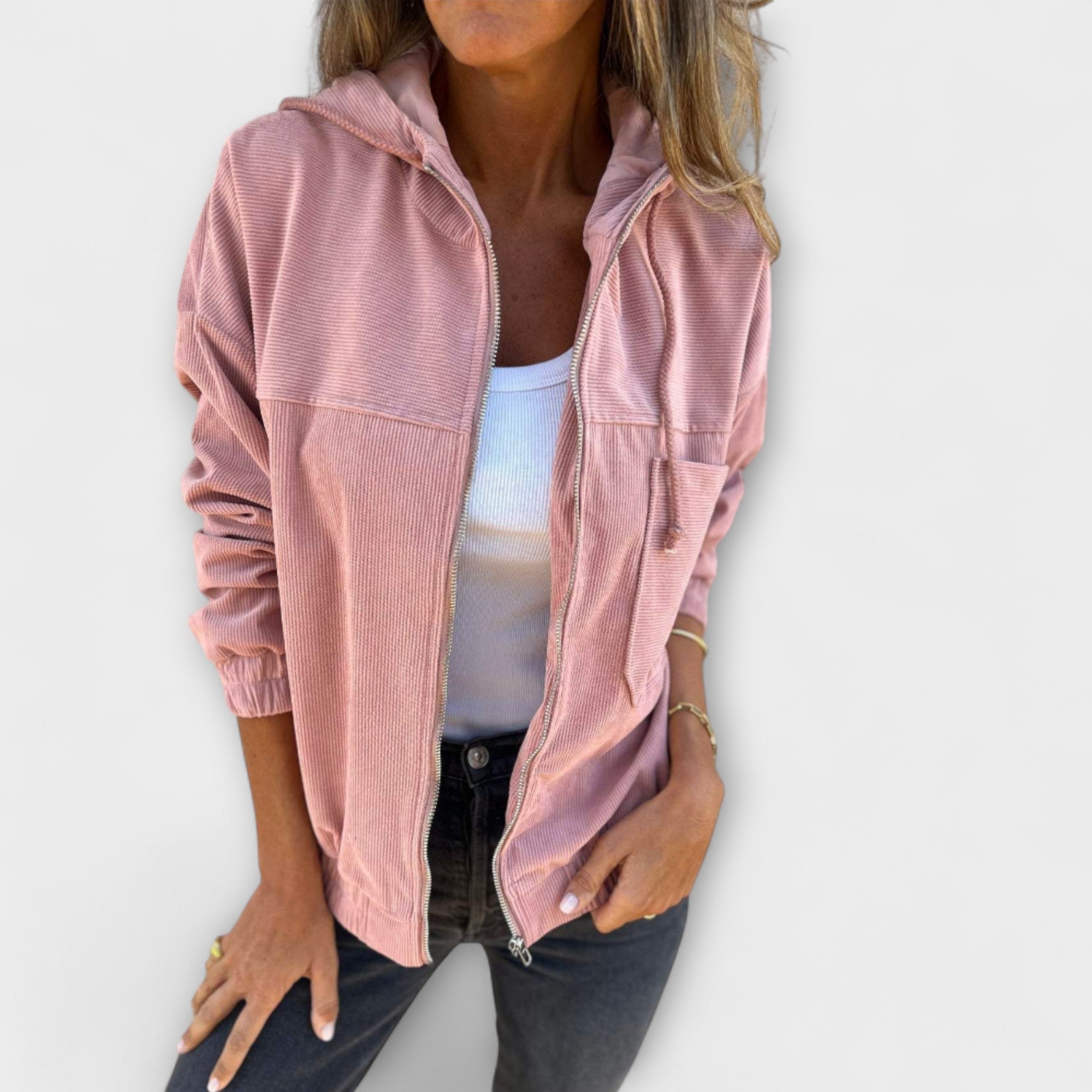 Ella - Giacca con cappuccio in corda con zip