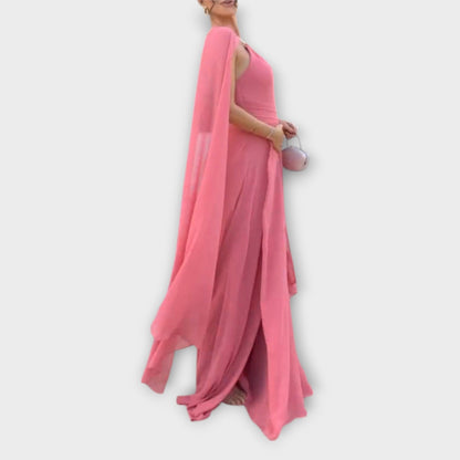 Mabel - Elegante Maxidress con maniche a cappotto e spacco alto
