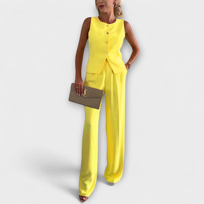 Wilhelmina - Elegante top senza maniche e completo pantaloni