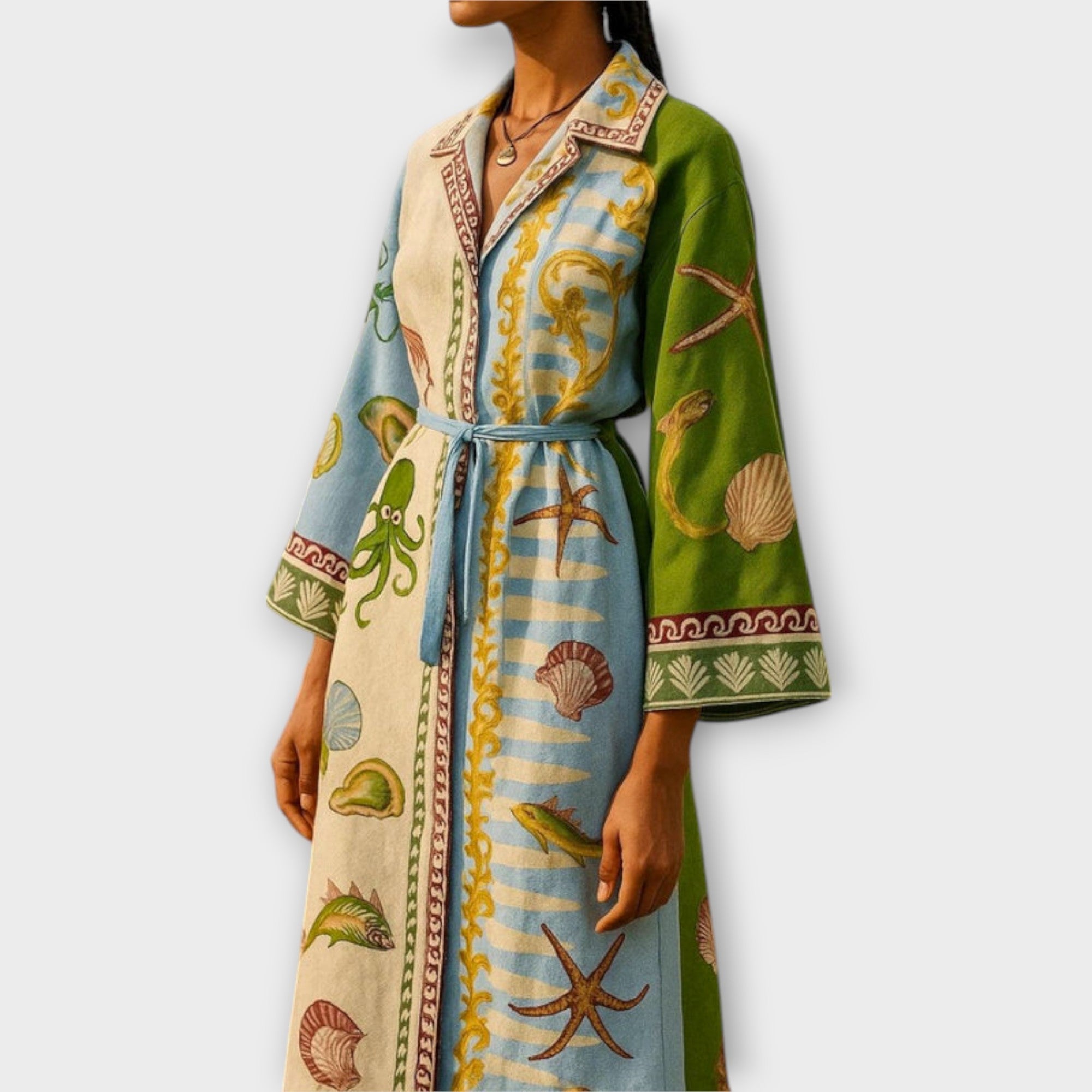 Jule - Abito Midi in Twill Stampato con Cintura