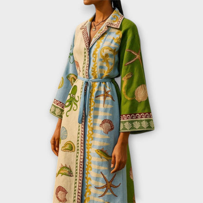 Jule - Abito Midi in Twill Stampato con Cintura
