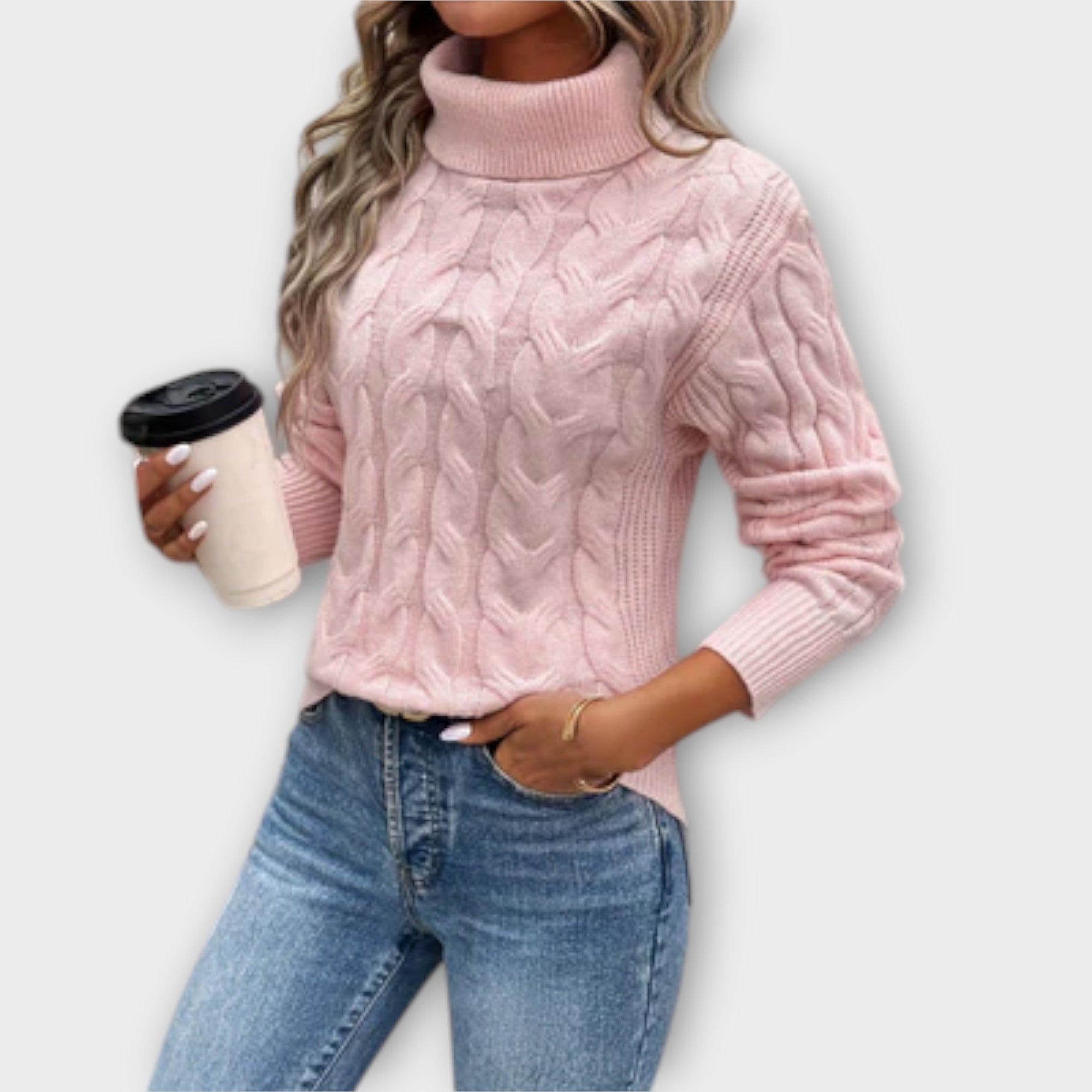 Amelia – Elegante maglione a collo alto in maglia