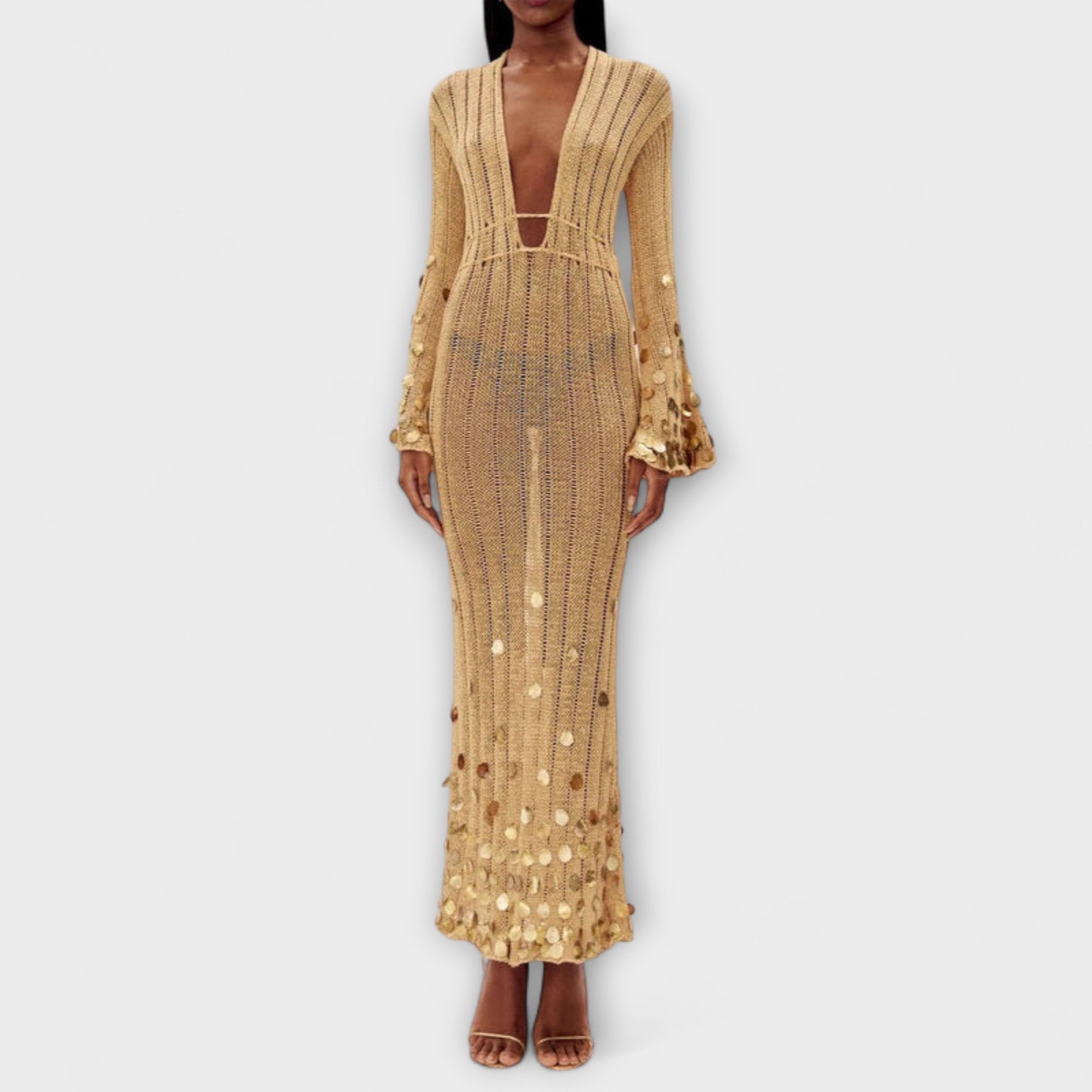 Kathleen - Abito Maxi in Maglia Oro di Dolly