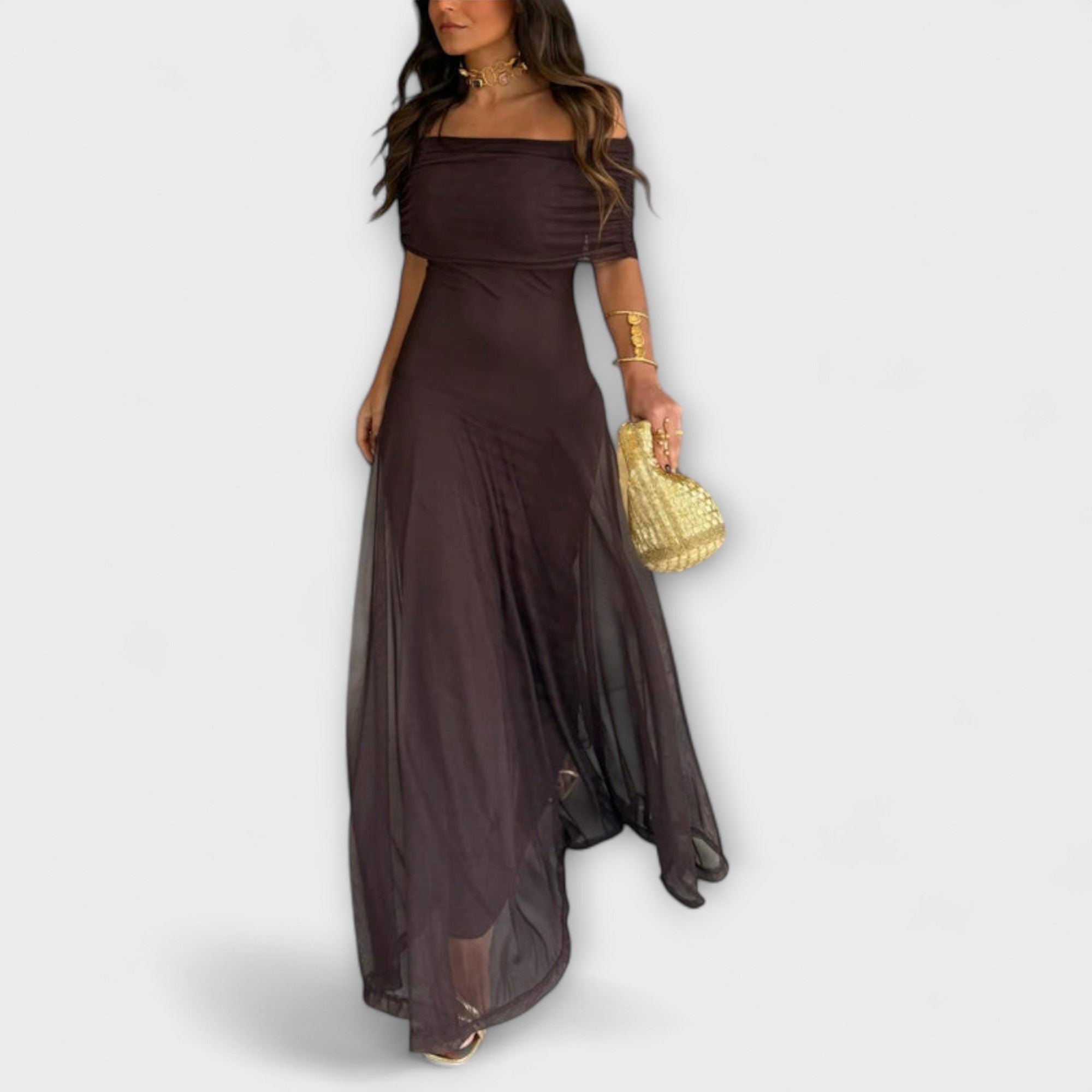 Meadow - Toledo Abito Maxi in Rete a Spalla Unica