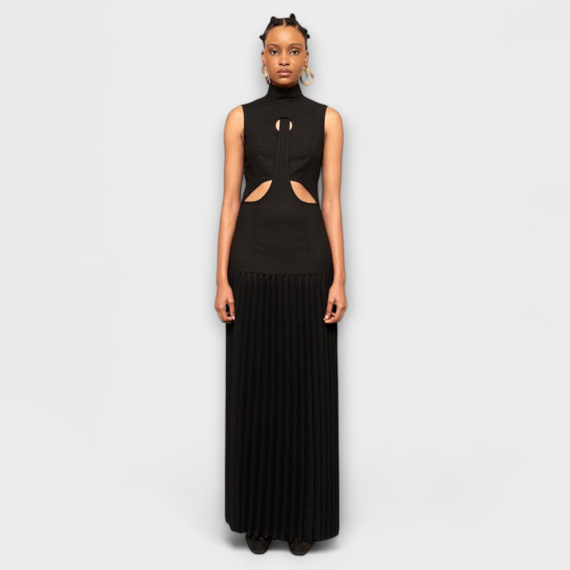 Kristen - Maxidress con pieghe e scollature