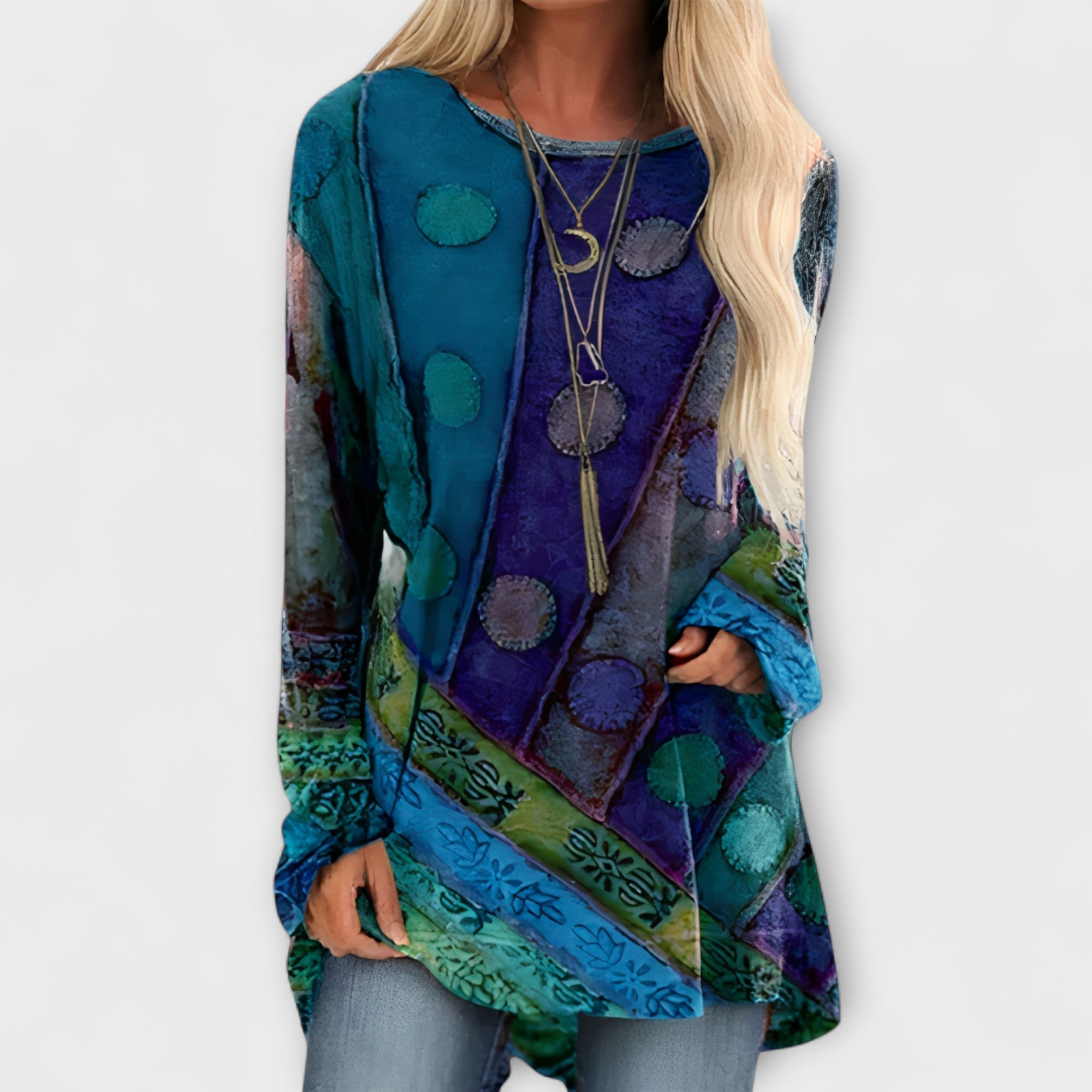 Blusa Donna Stilosa Con Stampa Etnica