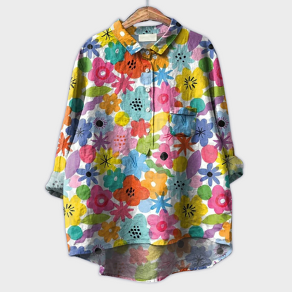 Magdalena - Blusa da donna fatta a mano con design floreale