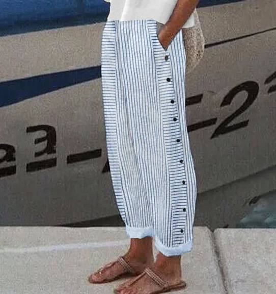 Rea - Pantaloni casual a righe rilassati