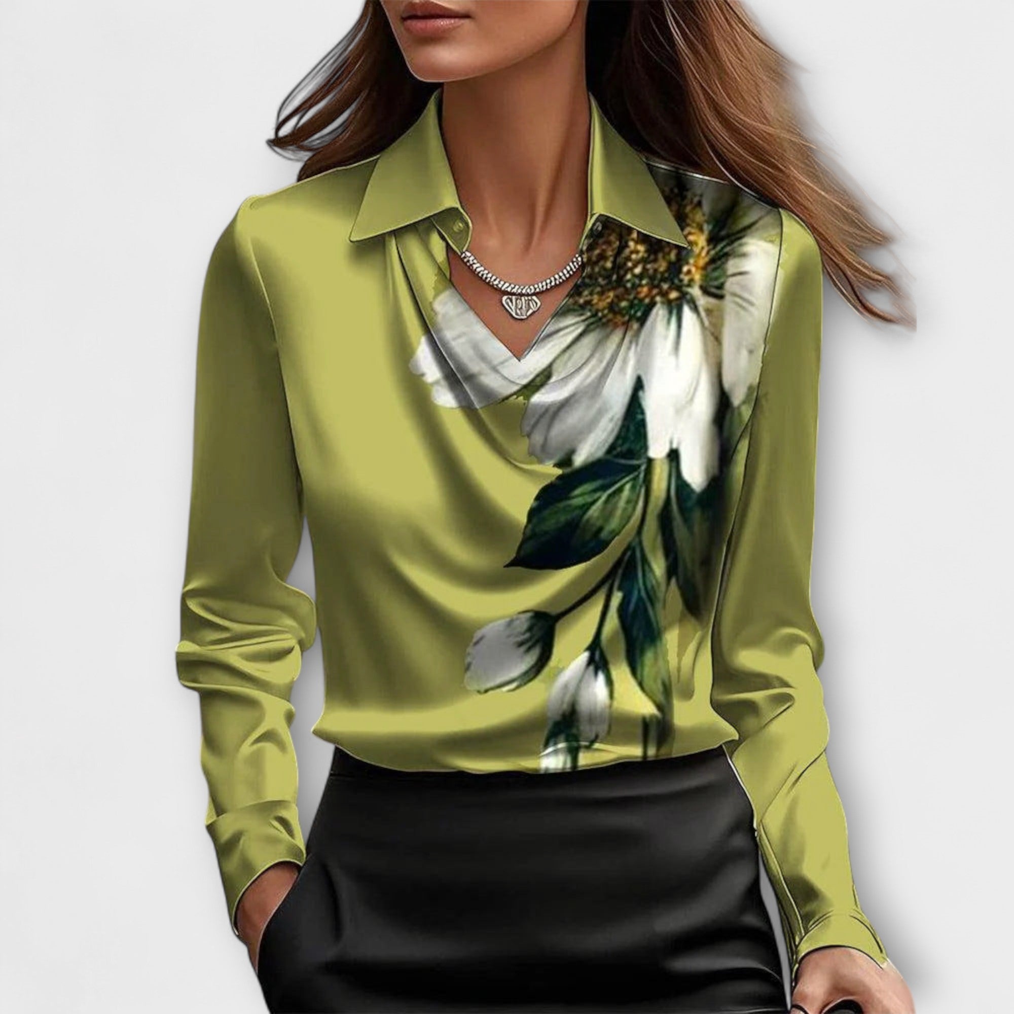 Camicia lucida con colletto arricciato