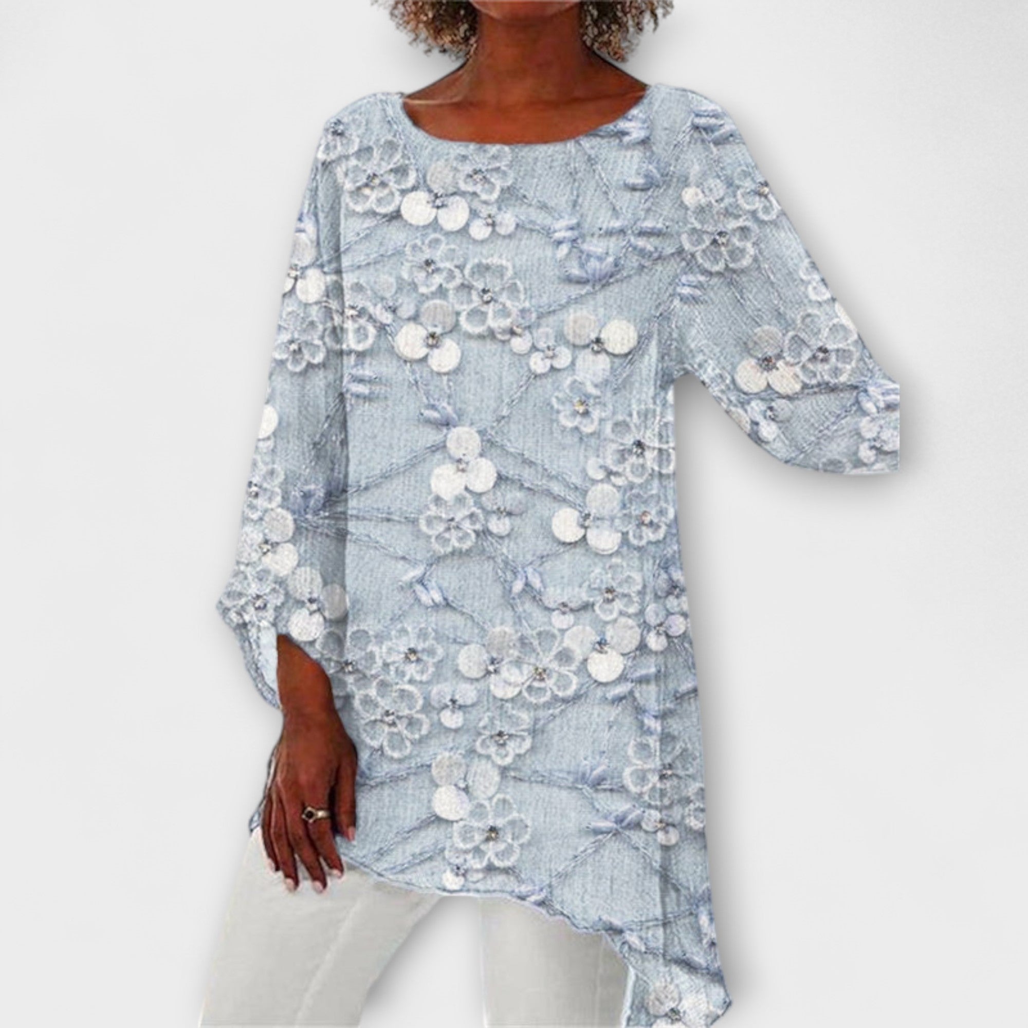Harper - Blusa con stampa floreale di cristallo