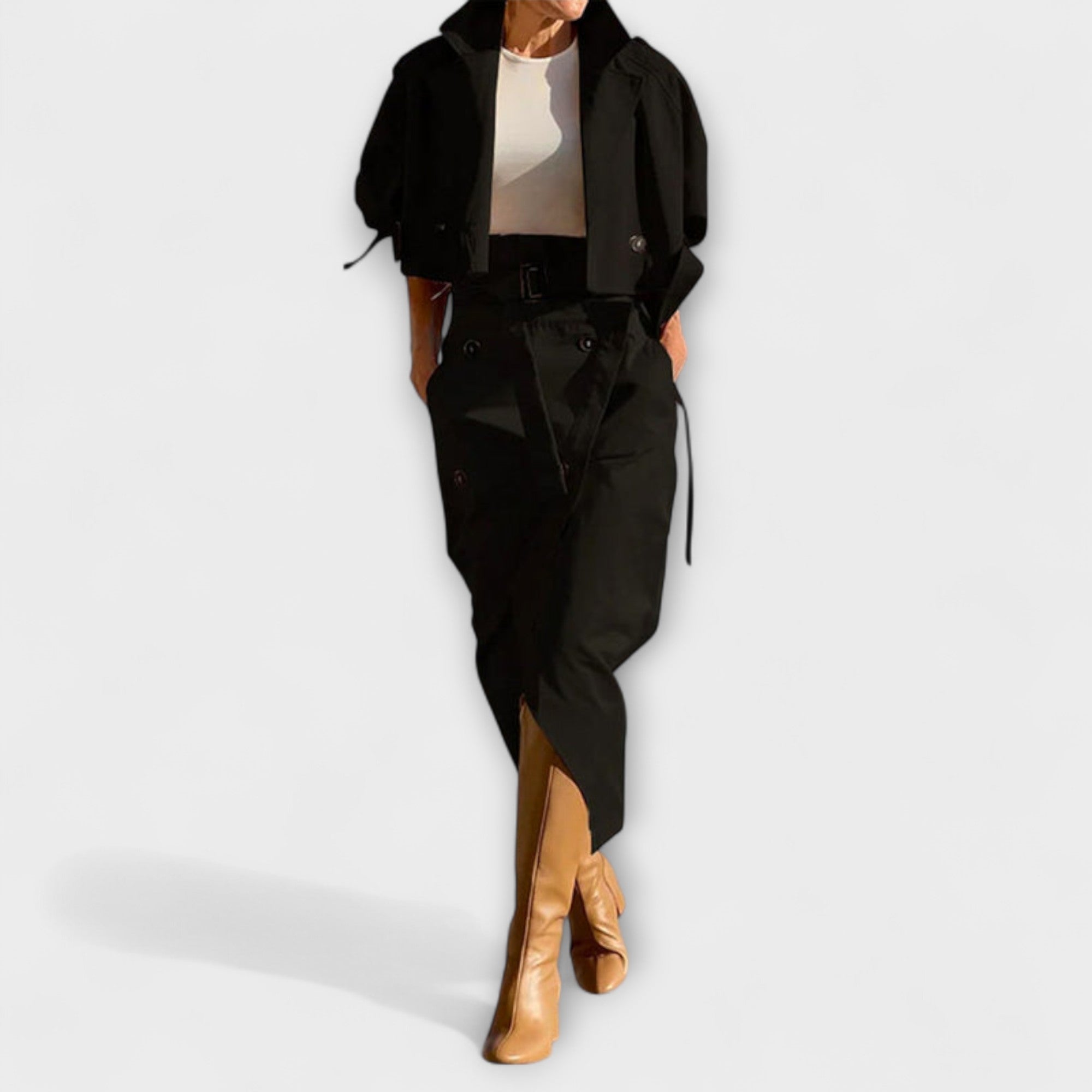 Lyra - Elegante giacca midi con tasche