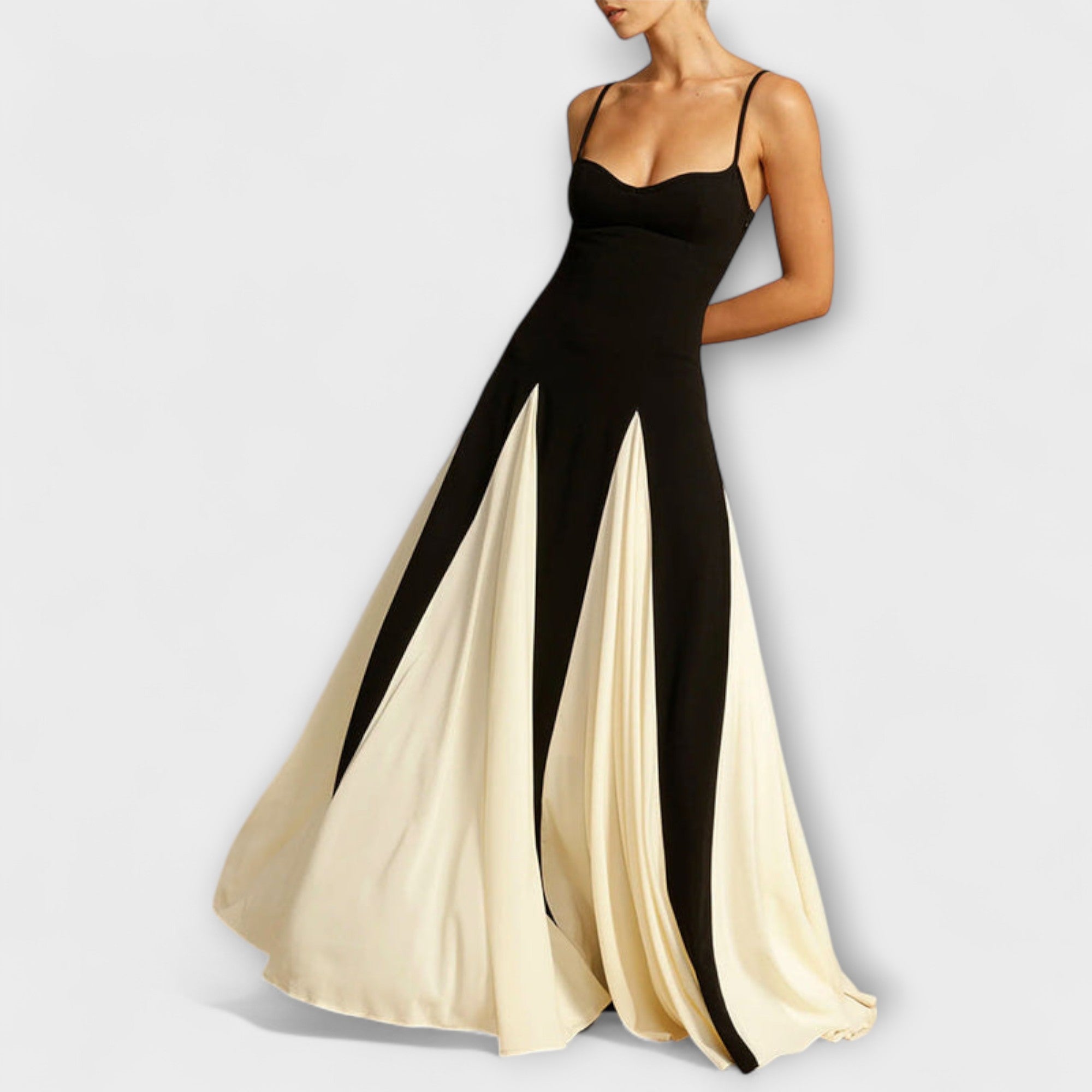 Ember - Eleganza Classica Abito Maxi A-Line con Pannelli in Tulle